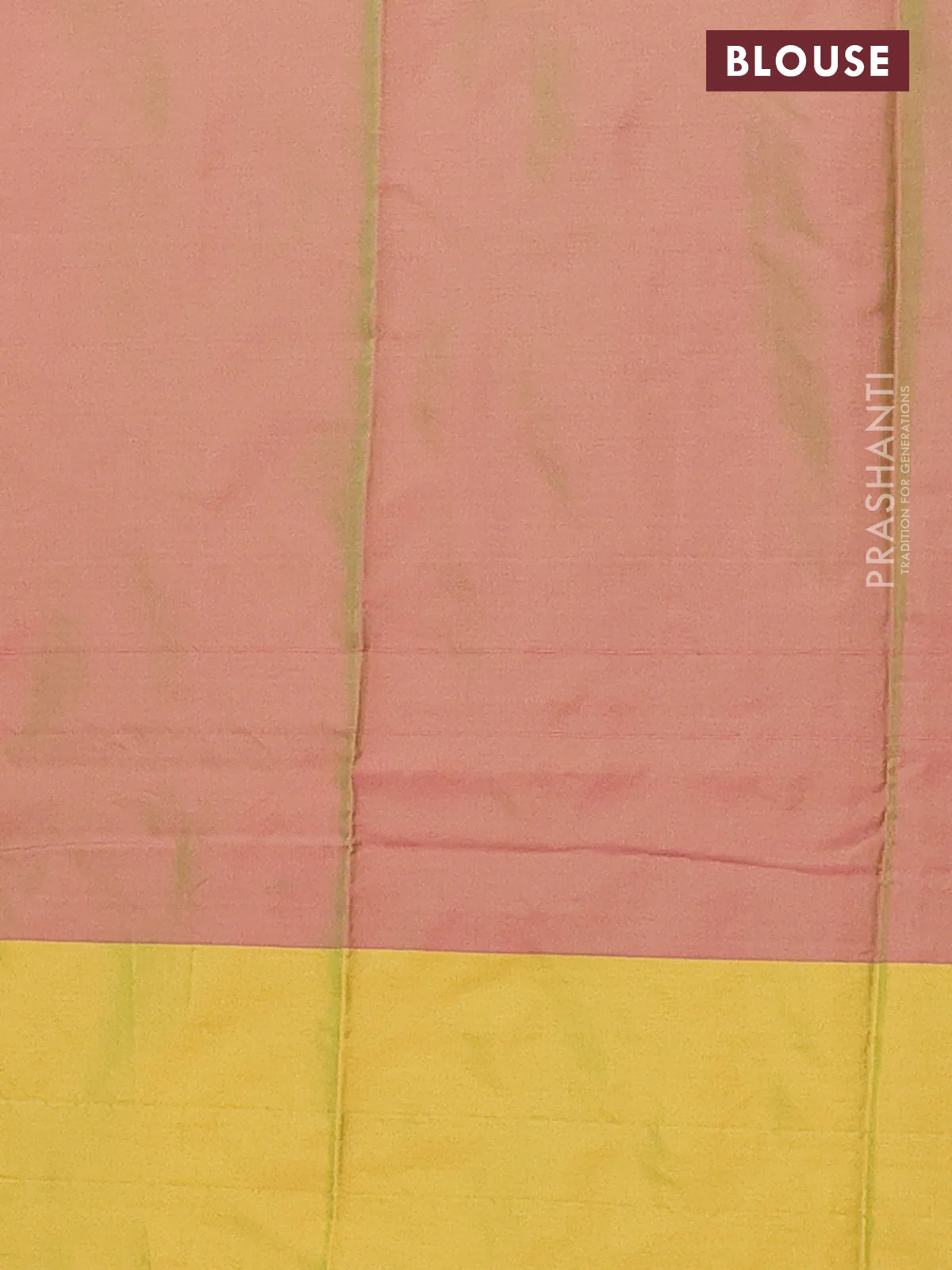 Arani semi silk saree dual shade of greenish pink and lime green with allover copper zari weaves and zari checked border - Image 4