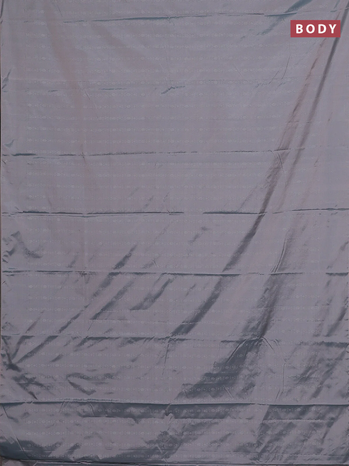 Arani semi silk saree dual shade of grey with allover silver zari weaves in borderless style - Image 2