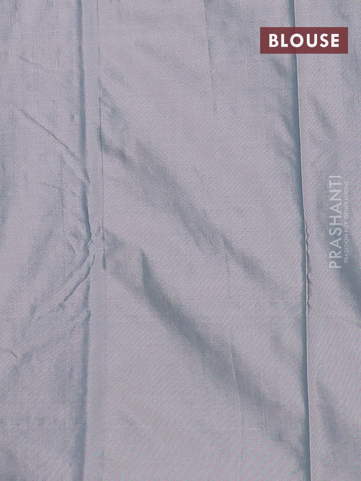 Arani semi silk saree dual shade of grey with allover silver zari weaves in borderless style - Image 4
