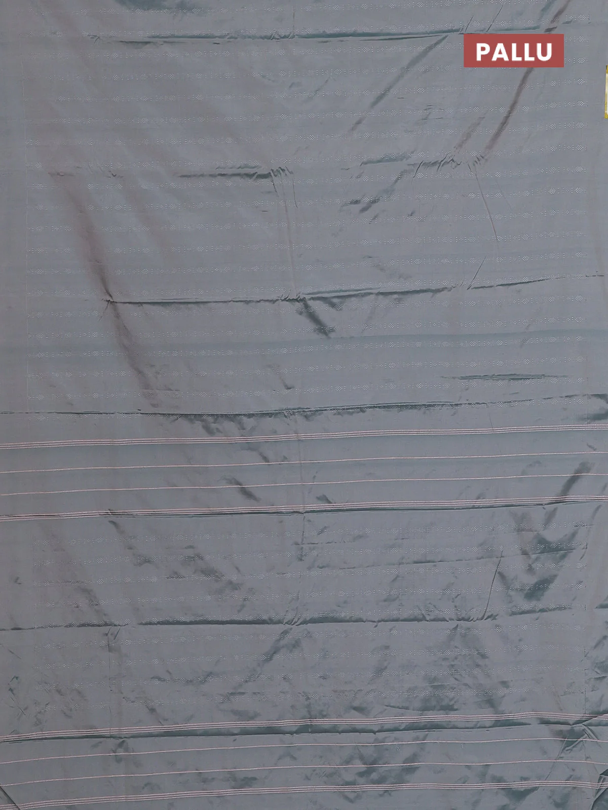 Arani semi silk saree dual shade of greyish green with allover silver zari weaves in borderless style - Image 3
