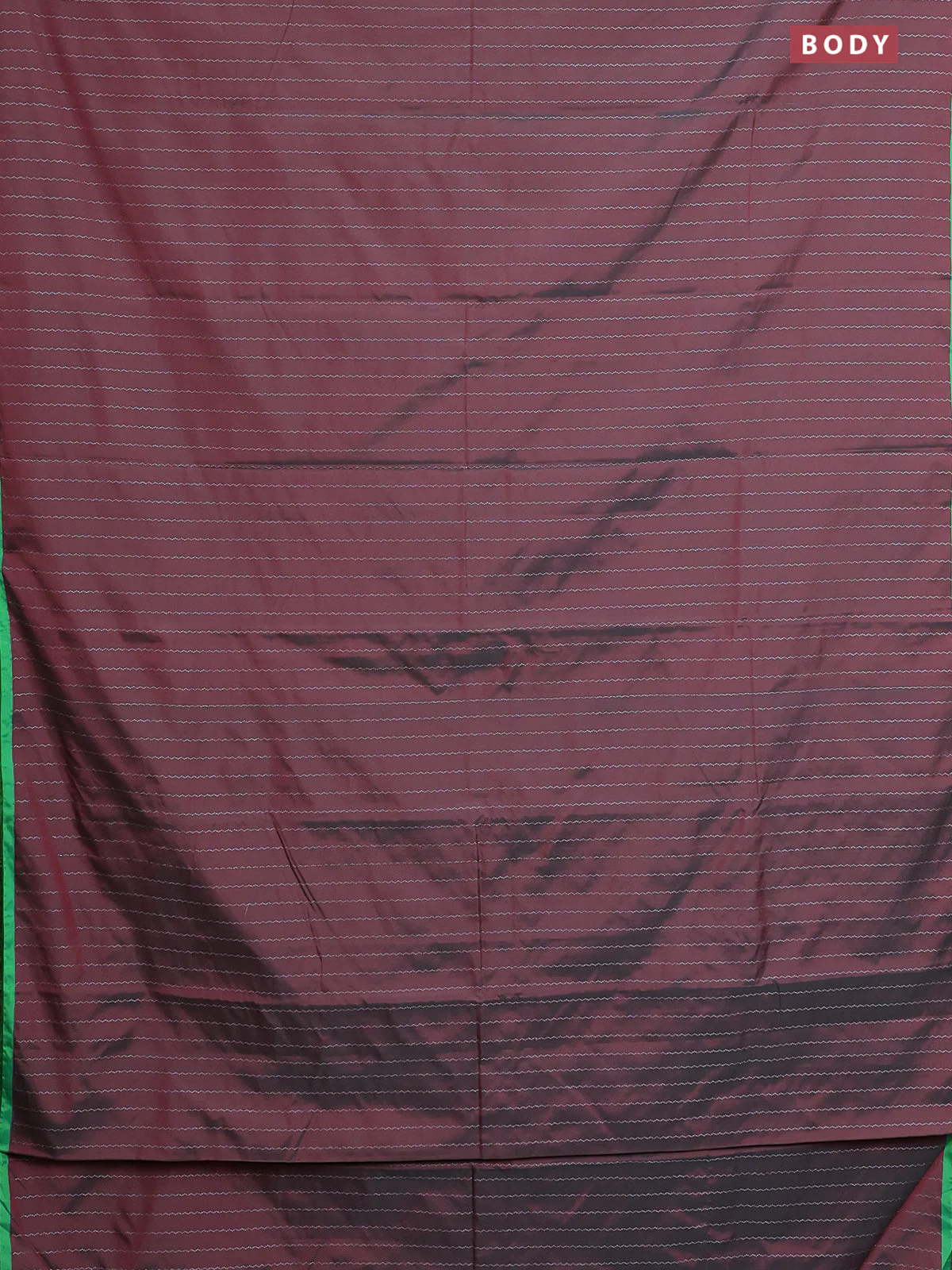 Arani semi silk saree dual shade of maroon and light green with allover silver zari weaves and piping border - Image 2