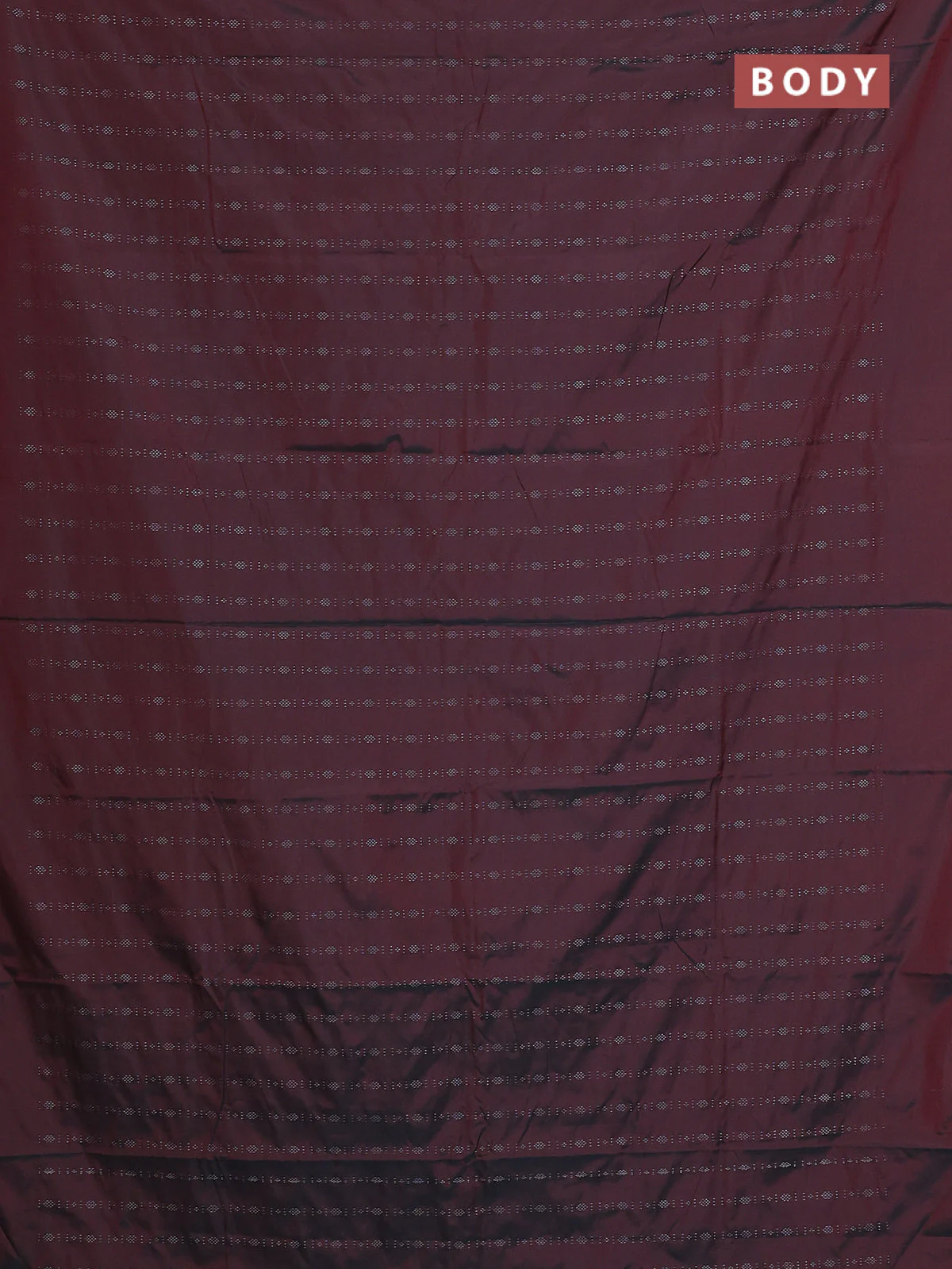 Arani semi silk saree dual shade of maroon with allover silver zari weaves in borderless style - Image 2