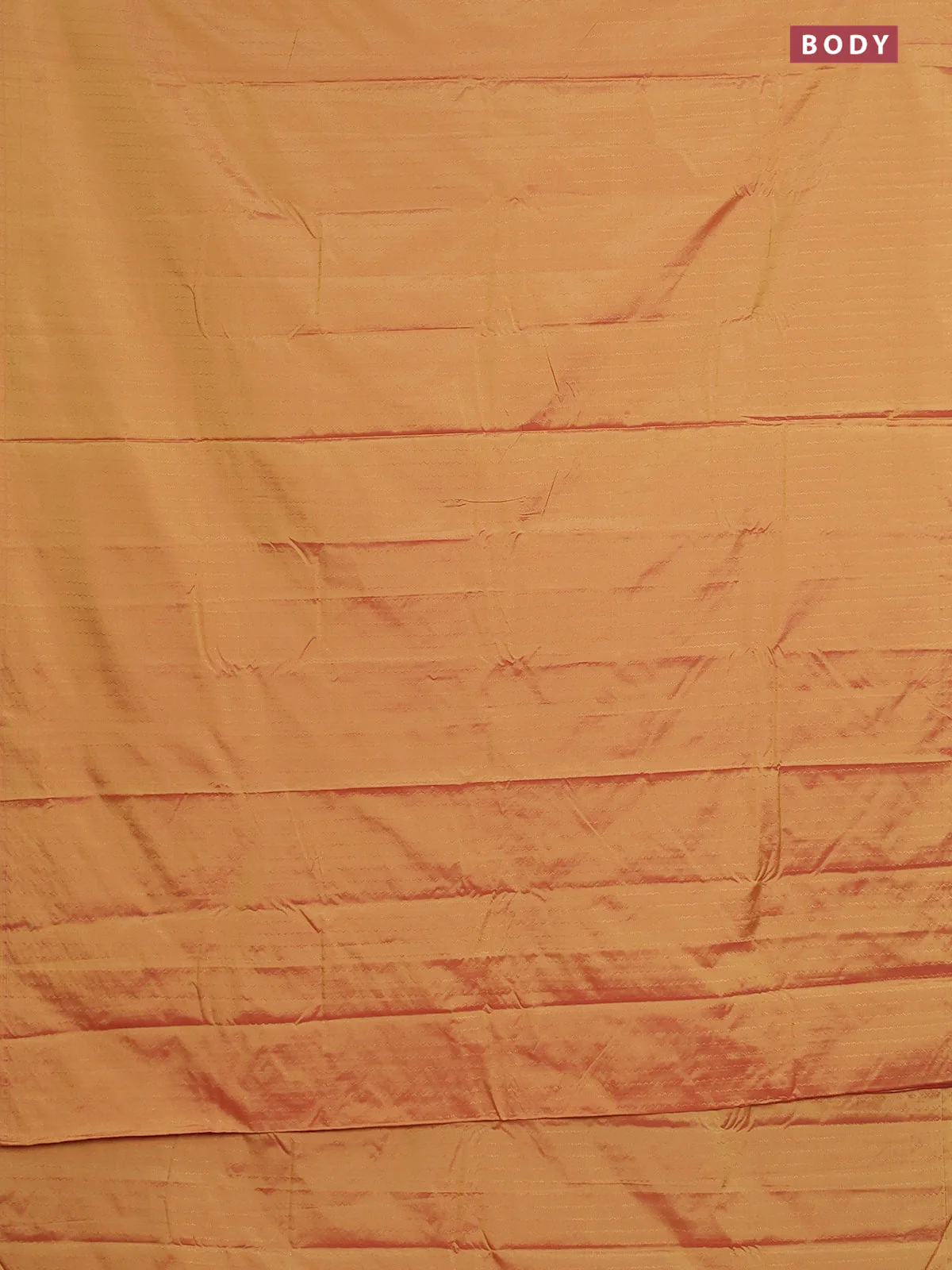 Arani semi silk saree dual shade of mustard with allover copper zari weaves in borderless style - Image 2