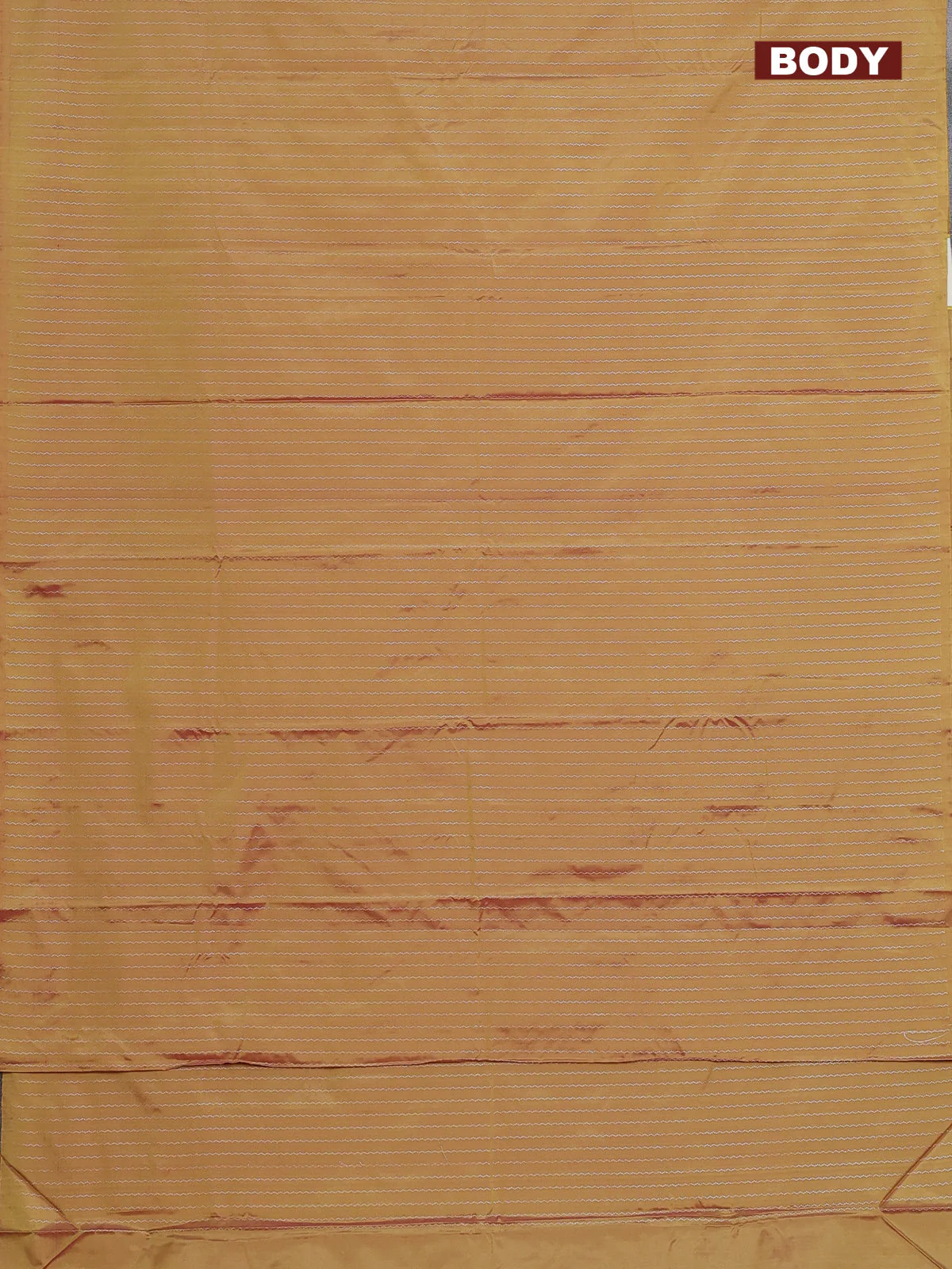 Arani semi silk saree dual shade of mustard with allover silver zari weaves in borderless style - Image 2