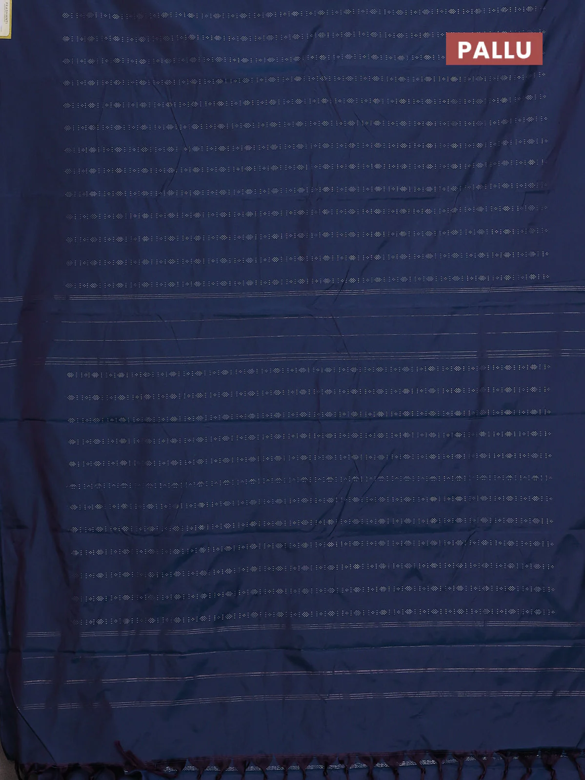 Arani semi silk saree dual shade of peacock blue with allover silver zari weaves in borderless style - Image 3