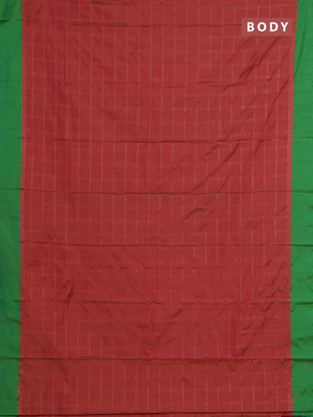 Arani semi silk saree dual shade of pink and green with allover copper zari checked pattern and copper zari woven simple border - Image 2