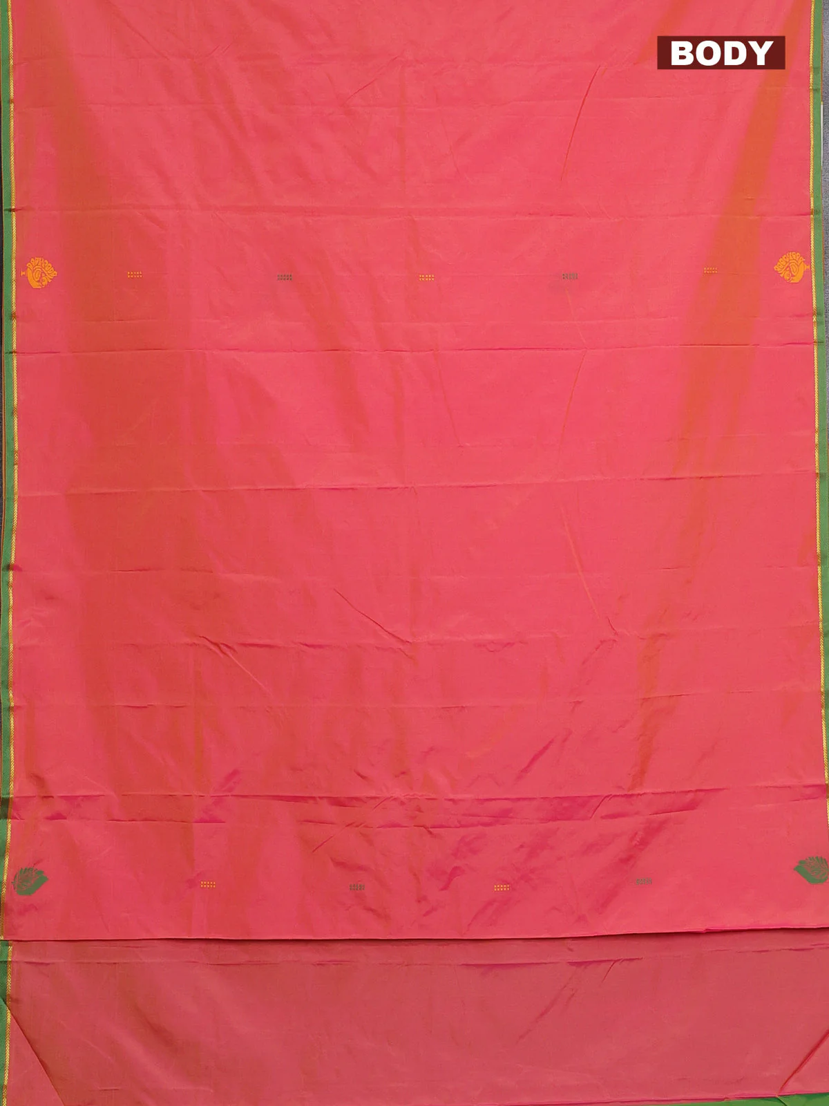 Arani semi silk saree dual shade of pink and green with thread woven buttas and thread woven butta border - Image 2