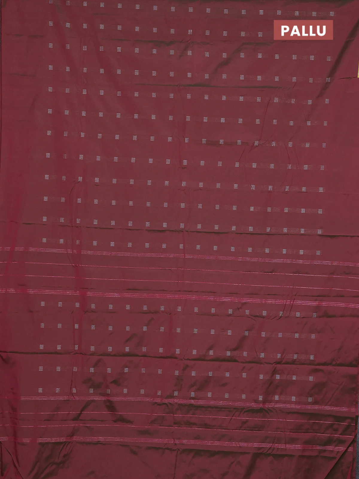 Arani semi silk saree dual shade of pinkish green with silver zari woven buttas in borderless style - Image 3
