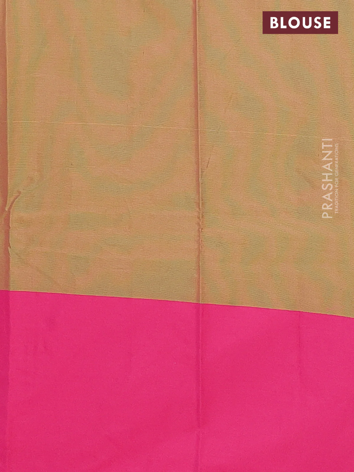 Arani semi silk saree dual shade of sap green and pink with allover copper zari weaves and zari checked border - Image 4