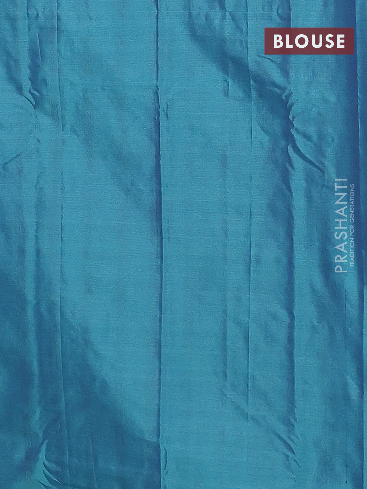 Arani semi silk saree dual shade of teal green with allover copper zari weaves in borderless style - Image 4