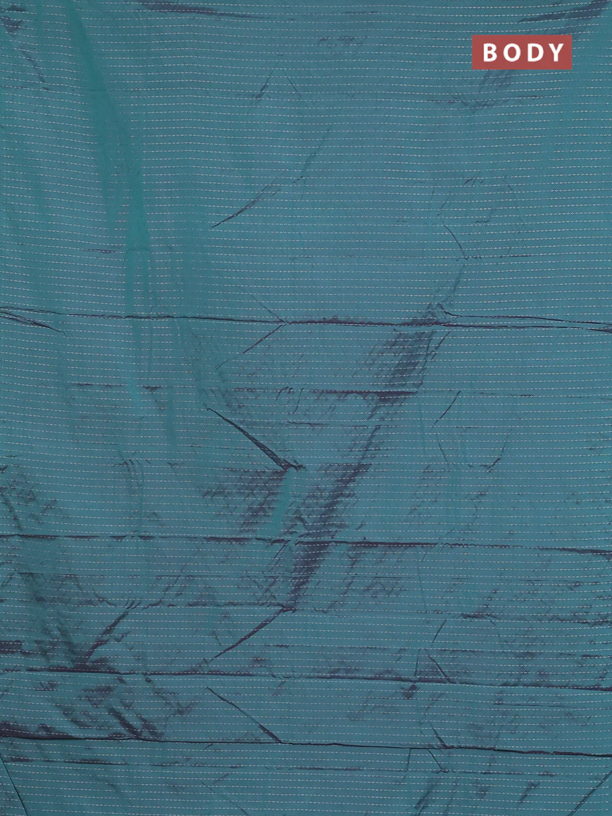 Arani semi silk saree dual shade of teal green with allover silver zari weaves in borderless style - Image 2