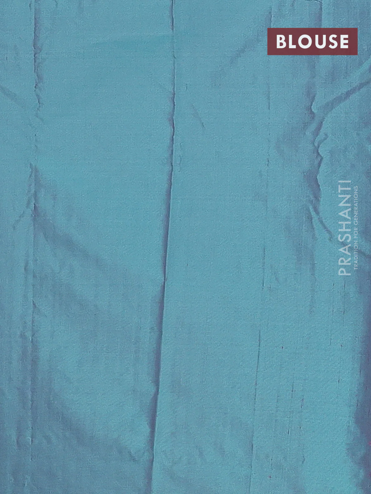 Arani semi silk saree dual shade of teal green with allover silver zari weaves in borderless style - Image 4