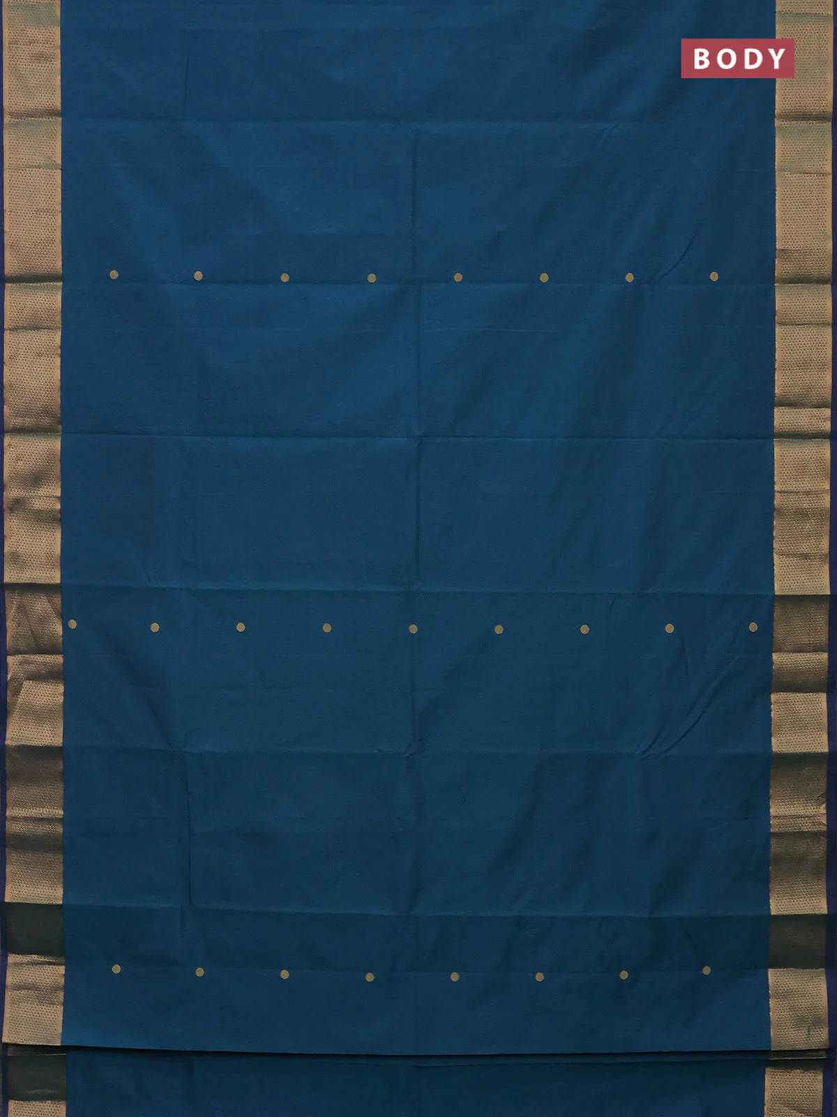 Arani semi silk saree dual shade of teal green with zari woven buttas and zari woven border - Image 2