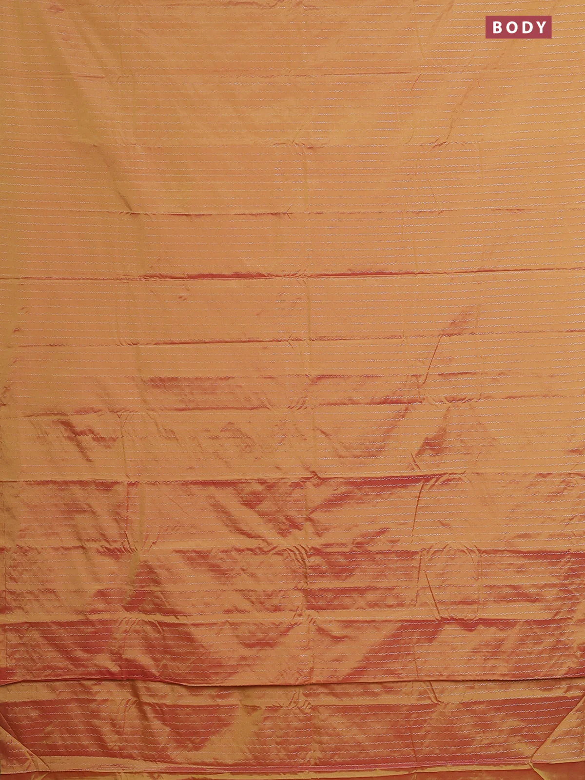 Arani semi silk saree dual shade of yellowish pink with allover silver zari weaves in borderless style - Image 2