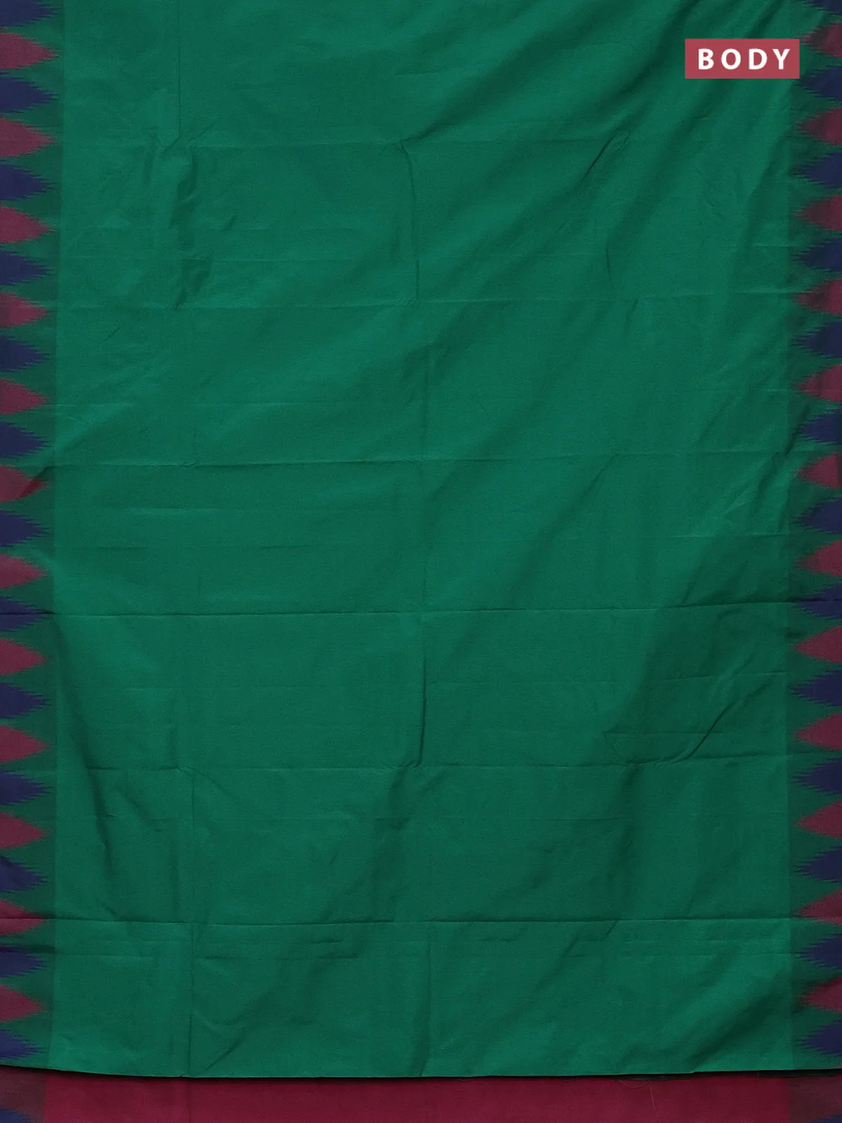 Arani semi silk saree green and blue with plain body and temple design border - Image 2