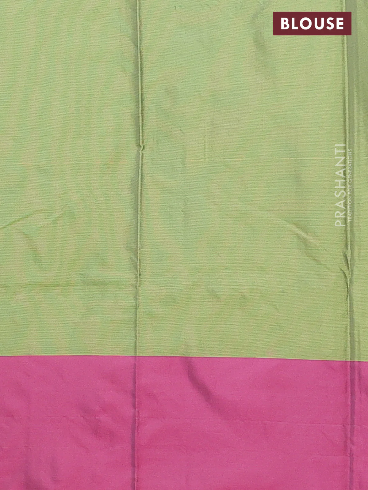 Arani semi silk saree green and magenta pink with allover copper zari weaves and zari checked border - Image 4