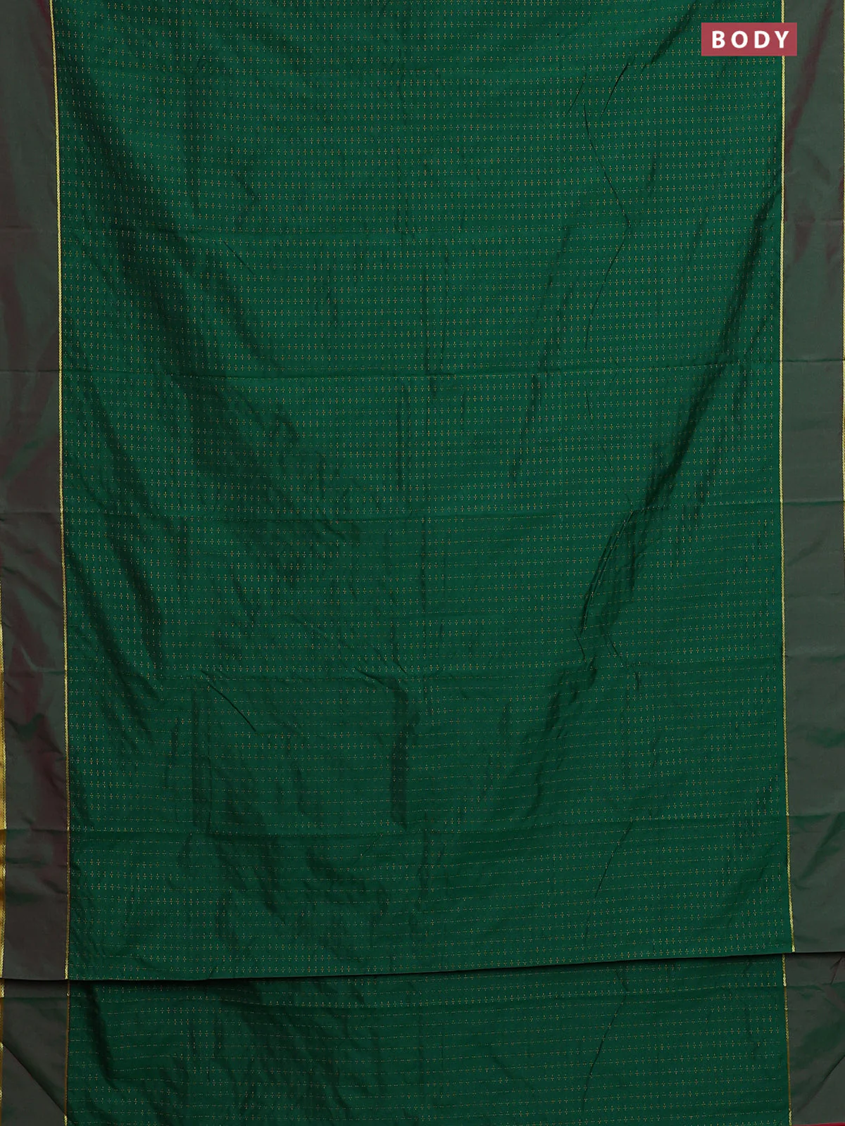 Arani semi silk saree green and maroon with allover thread weaves and rettapet zari woven border` - Image 2