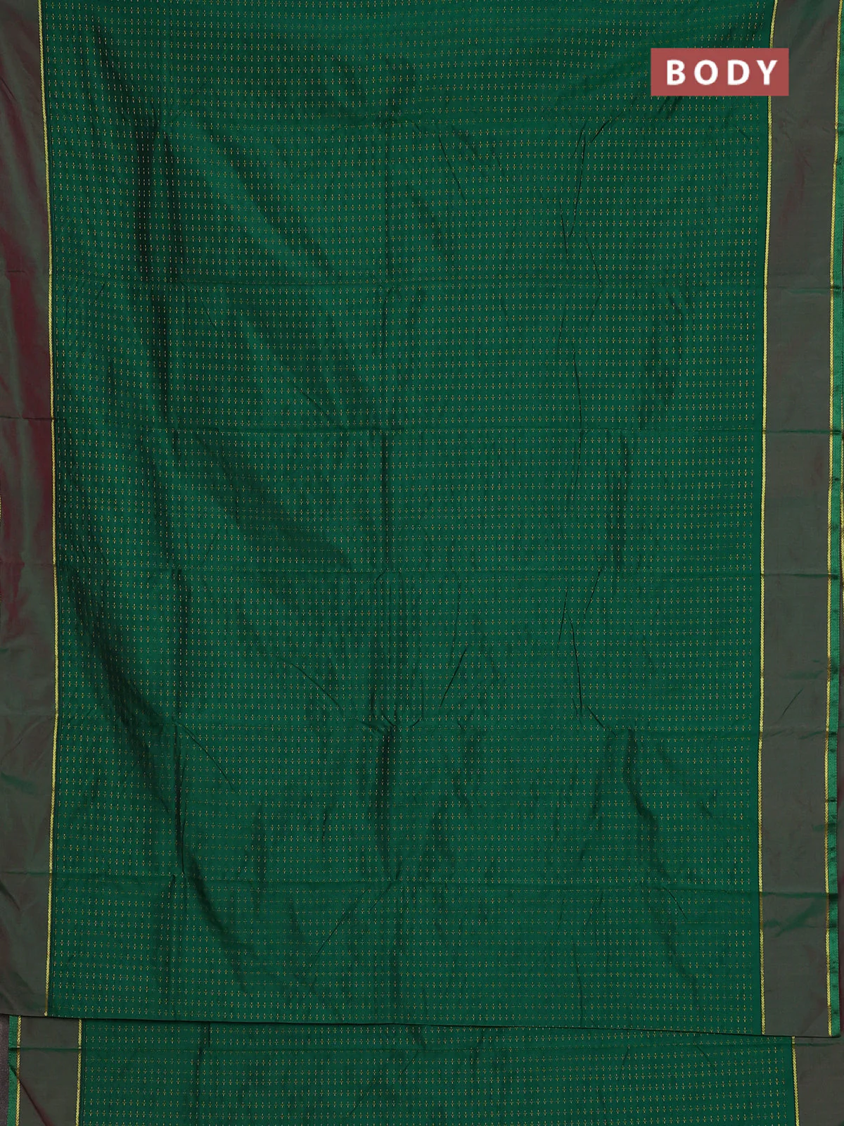 Arani semi silk saree green and maroon with allover thread weaves and rettapet zari woven border` - Image 2