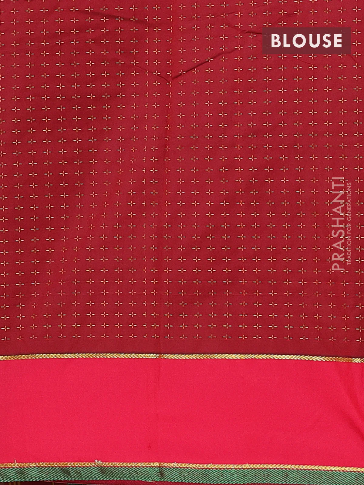 Arani semi silk saree green and maroon with allover thread weaves and rettapet zari woven border` - Image 4