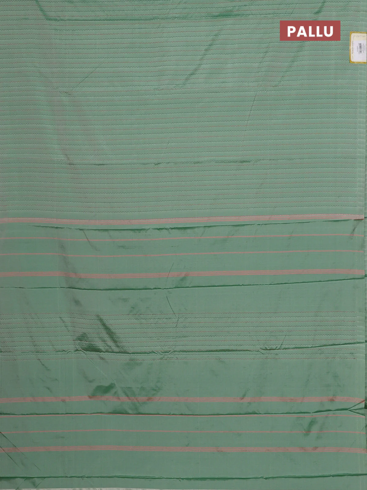 Arani semi silk saree green shade with allover thread weaves in borderless style - Image 3