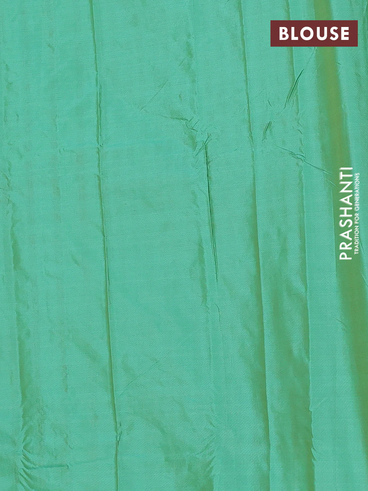 Arani semi silk saree green with allover copper zari weaves in borderless style - Image 4