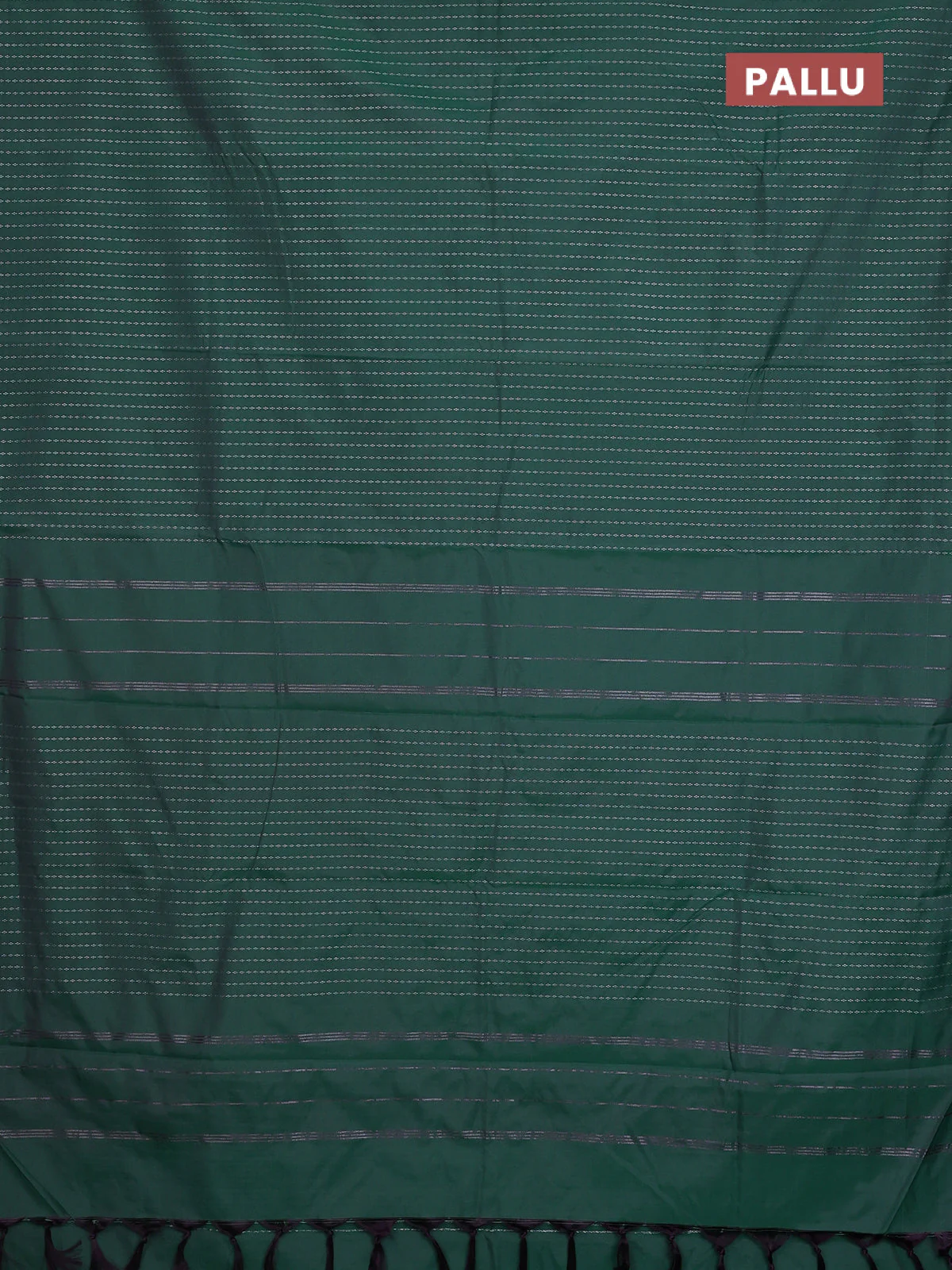 Arani semi silk saree green with allover silver zari weaves in borderless style - Image 3