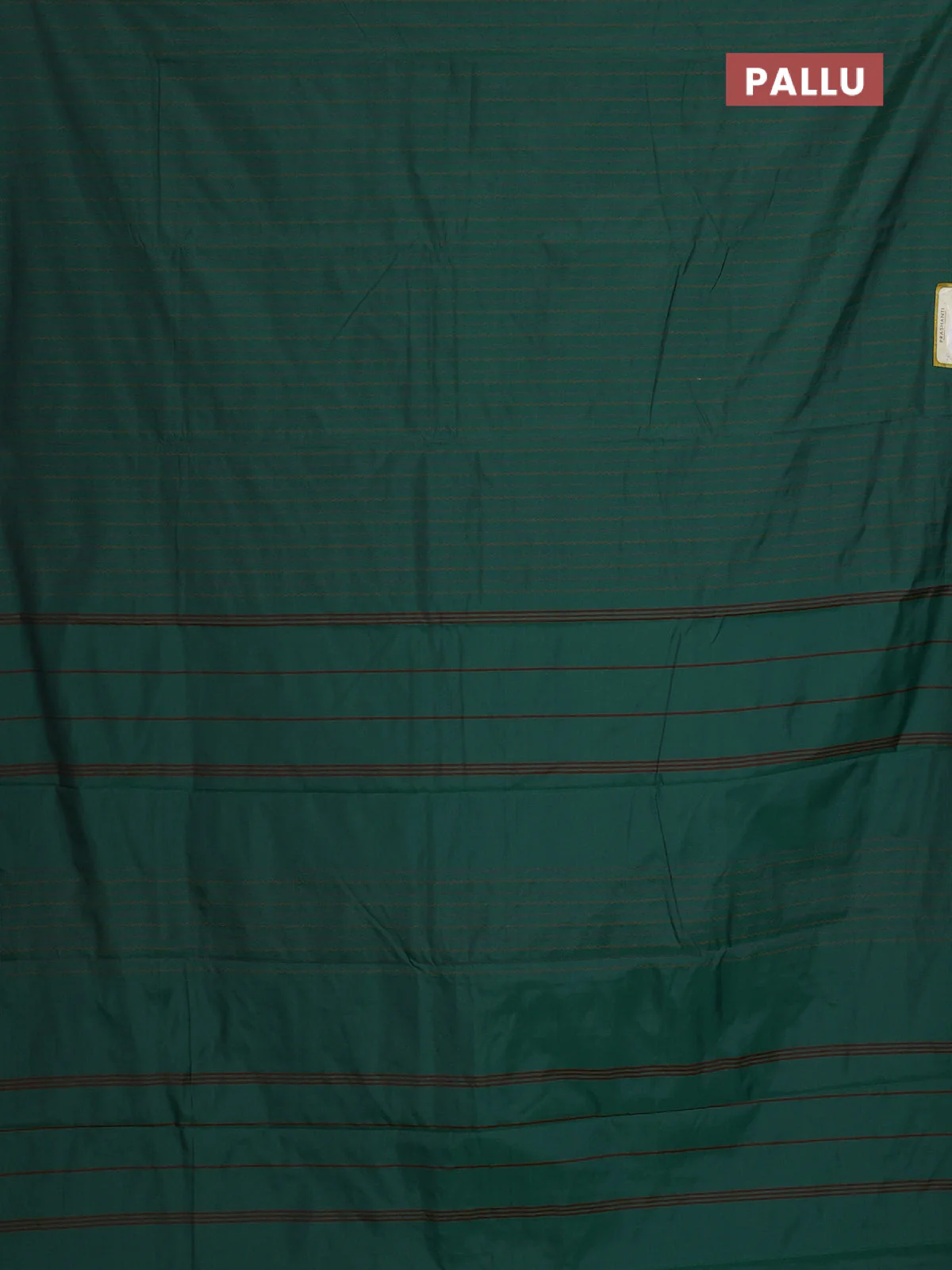 Arani semi silk saree green with allover thread weaves in borderless style - Image 3
