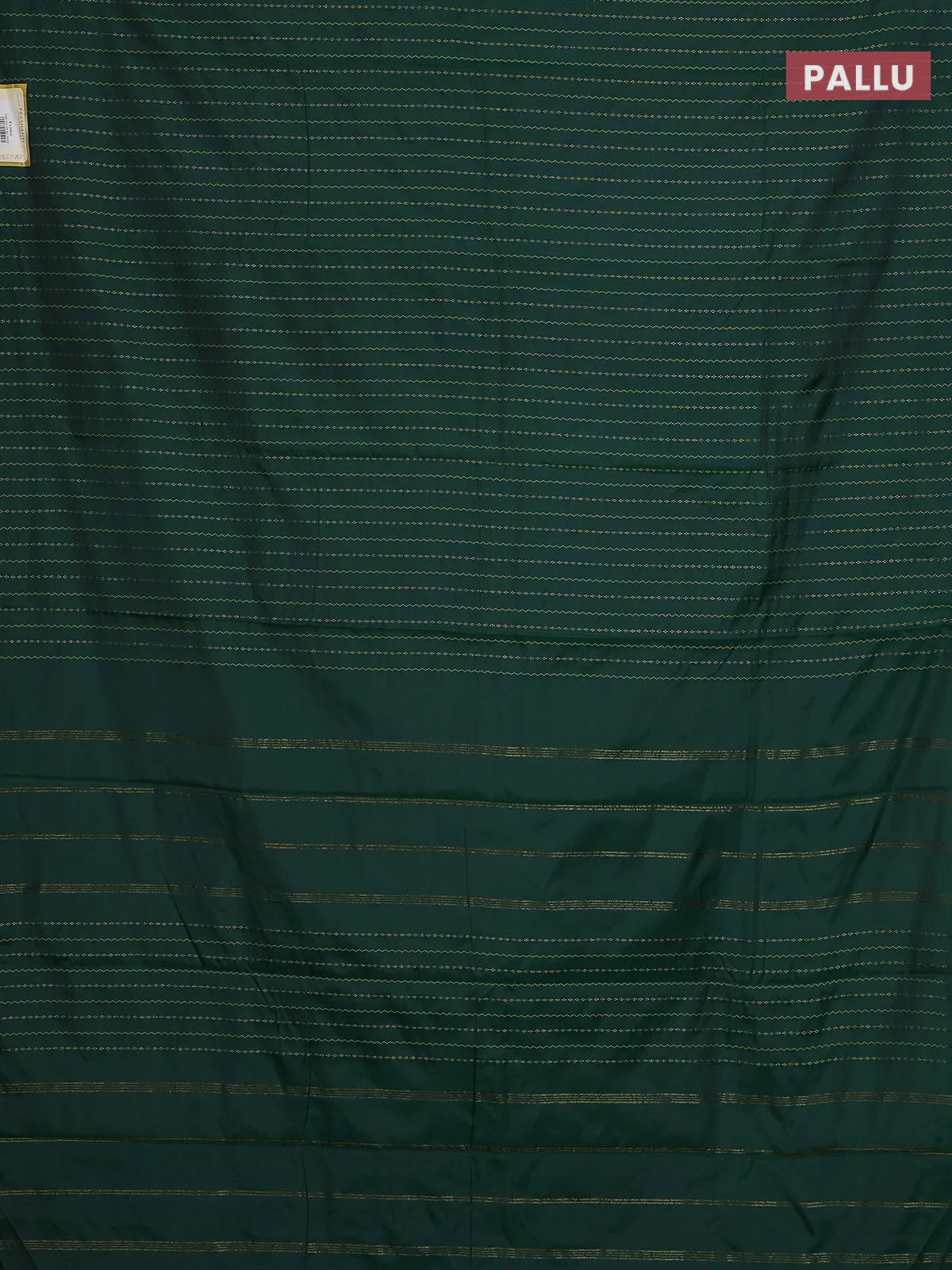Arani semi silk saree green with allover zari weaves in borderless style - Image 3