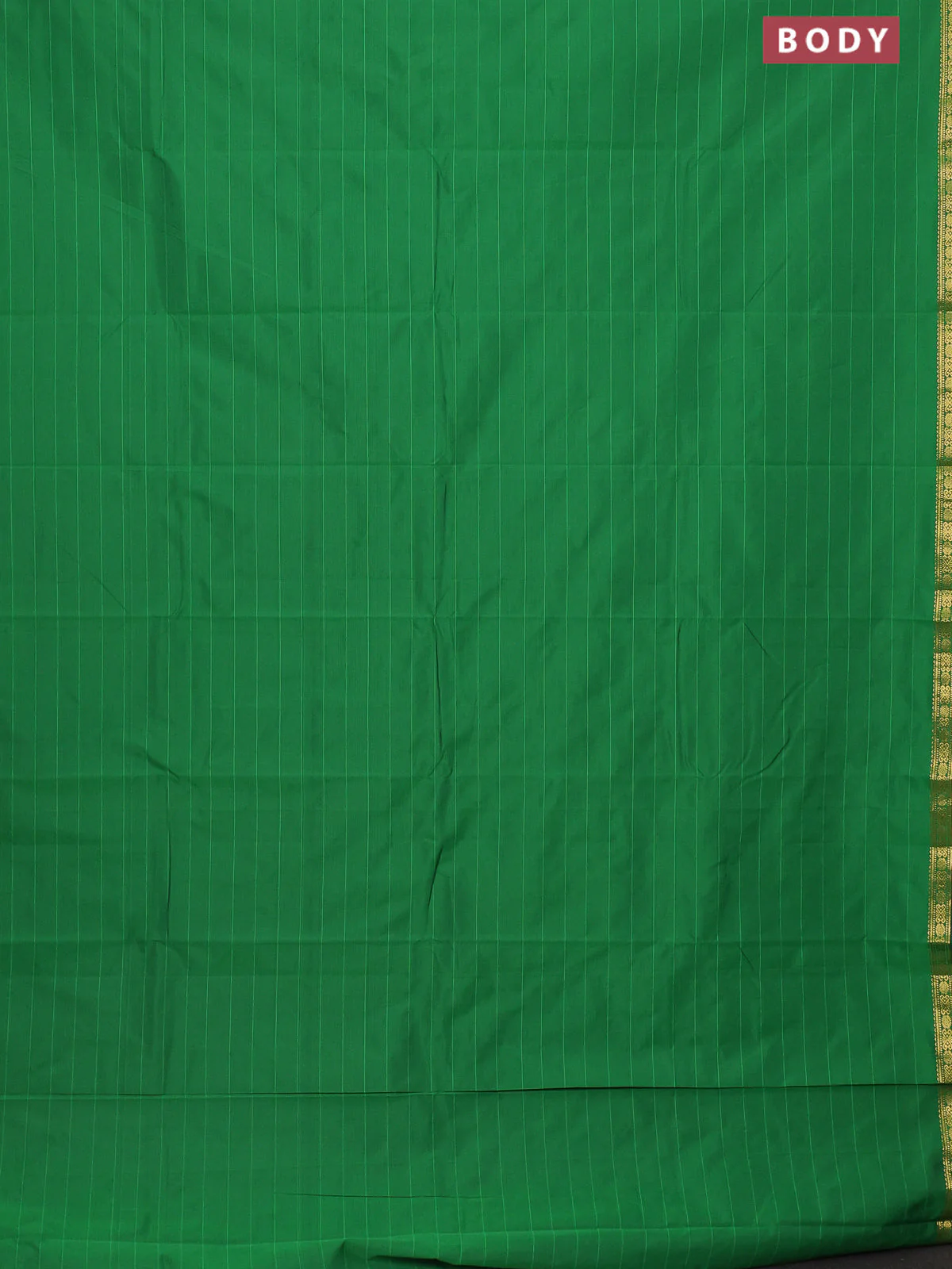 Arani semi silk saree green with plain body and zari woven border - Image 2