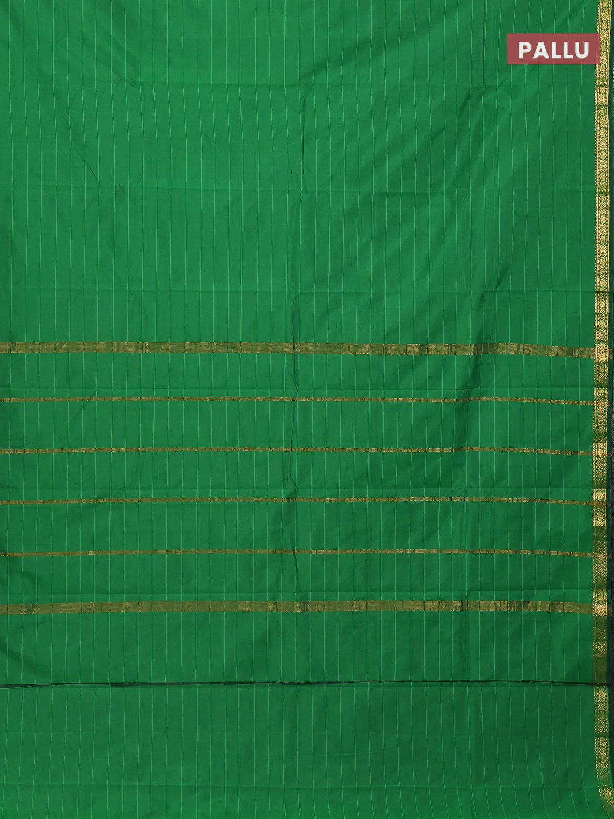 Arani semi silk saree green with plain body and zari woven border - Image 3