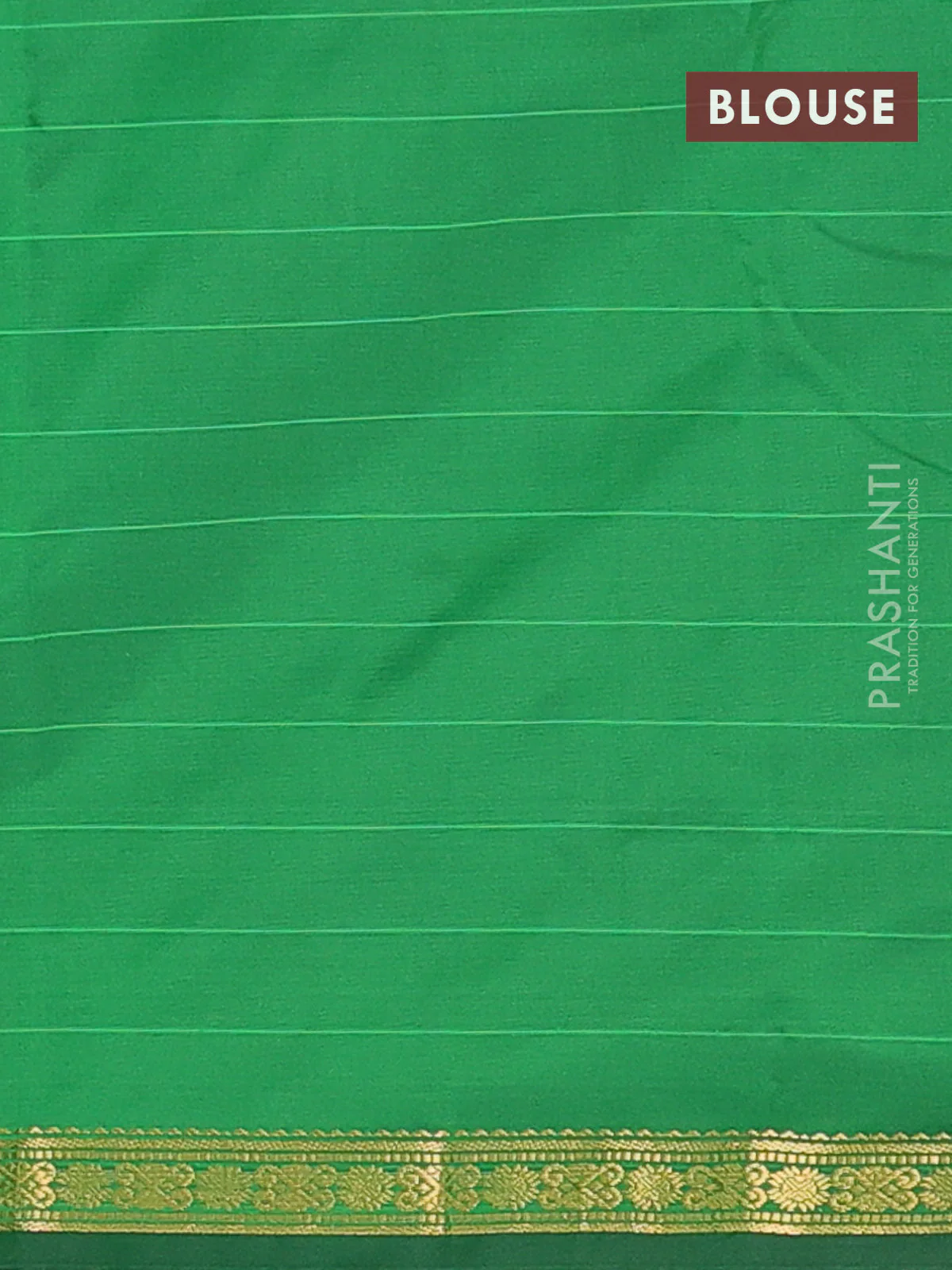 Arani semi silk saree green with plain body and zari woven border - Image 4