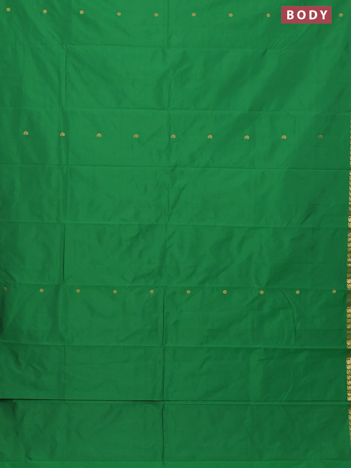 Arani semi silk saree green with rudhraksha & paisley zari woven buttas and zari woven border - Image 2