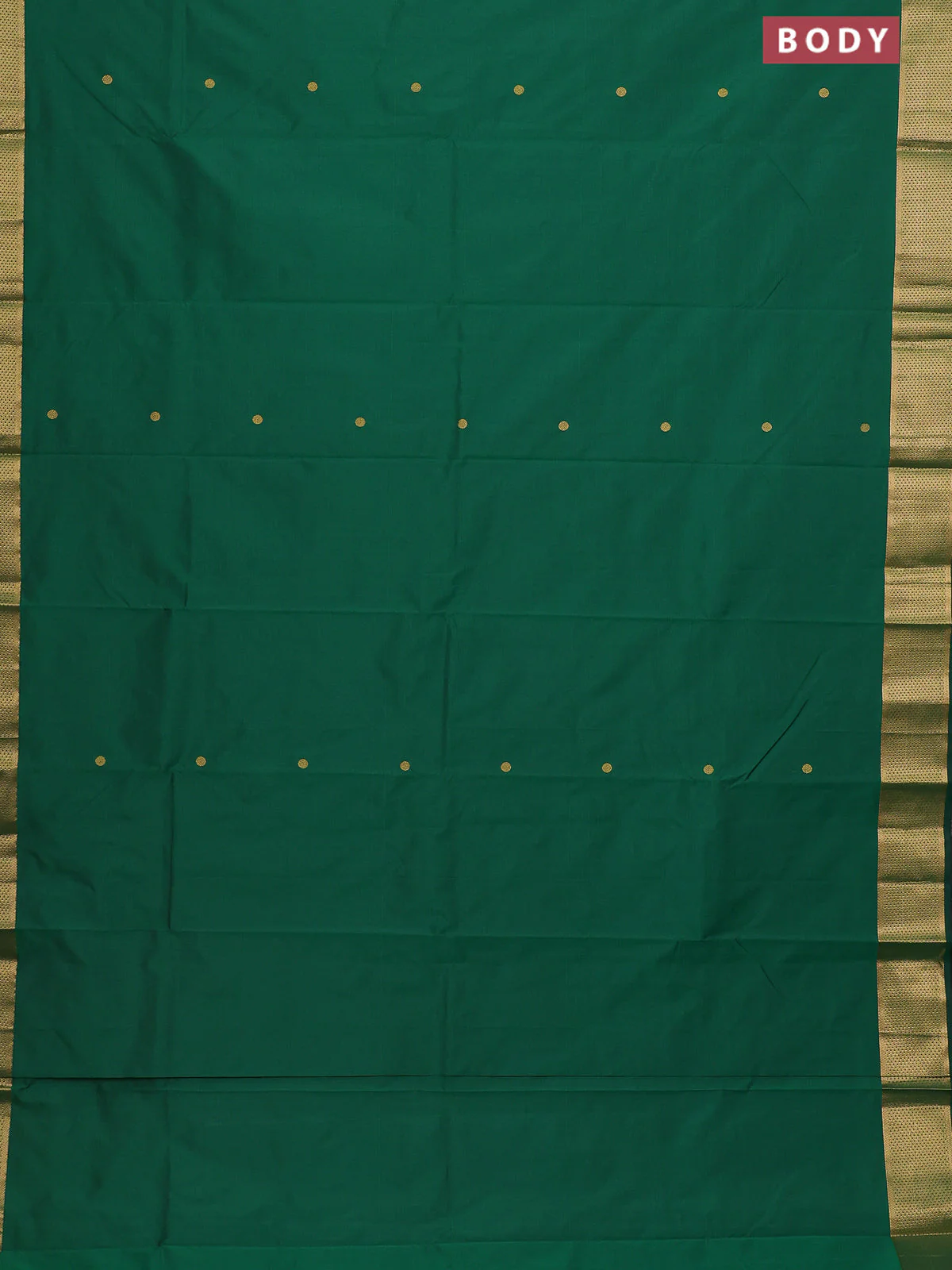 Arani semi silk saree green with zari woven buttas and zari woven border - Image 2