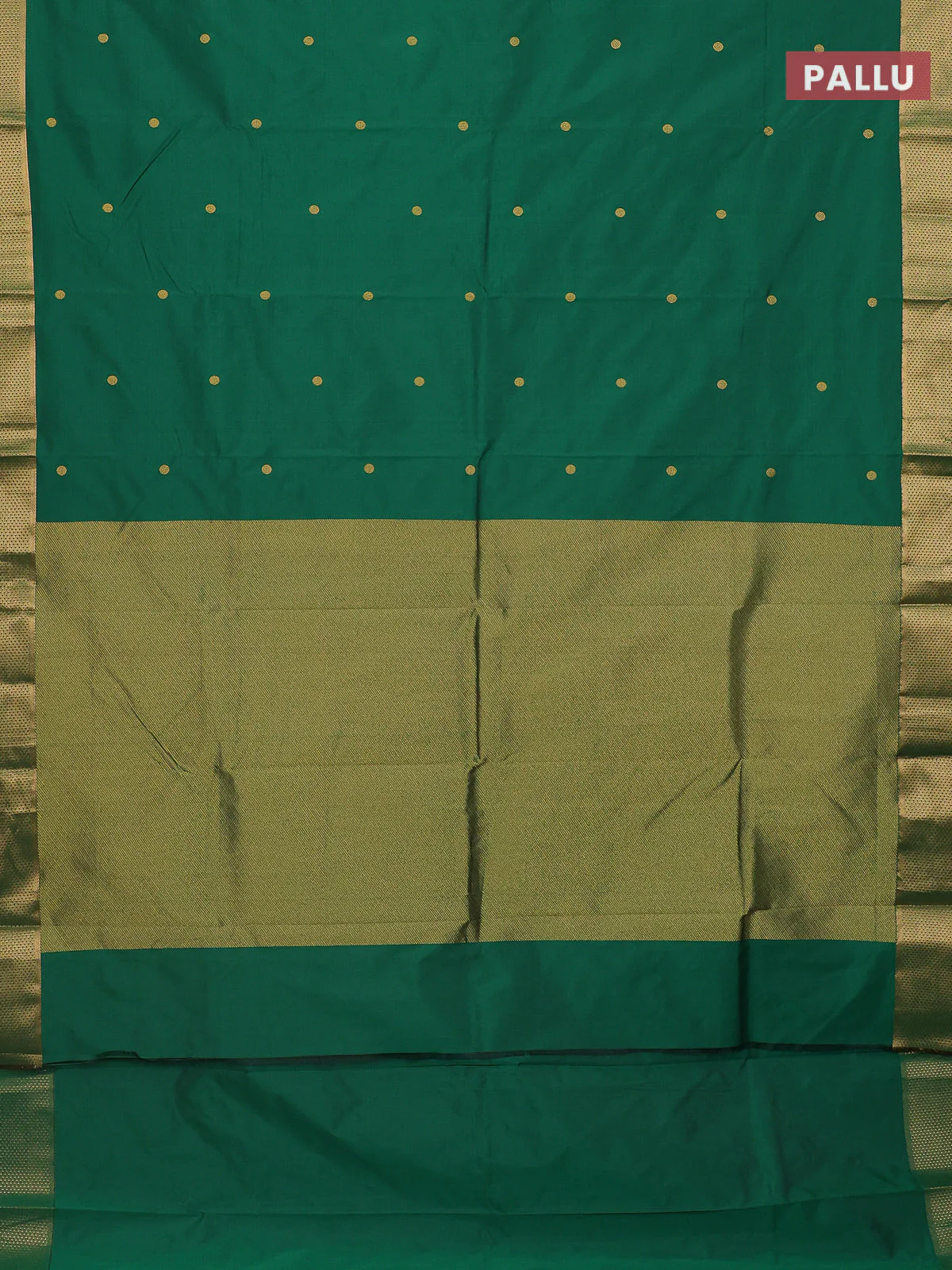 Arani semi silk saree green with zari woven buttas and zari woven border - Image 3
