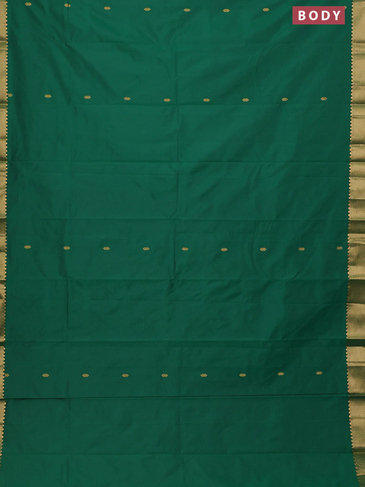 Arani semi silk saree green with zari woven buttas and zari woven border - Image 2