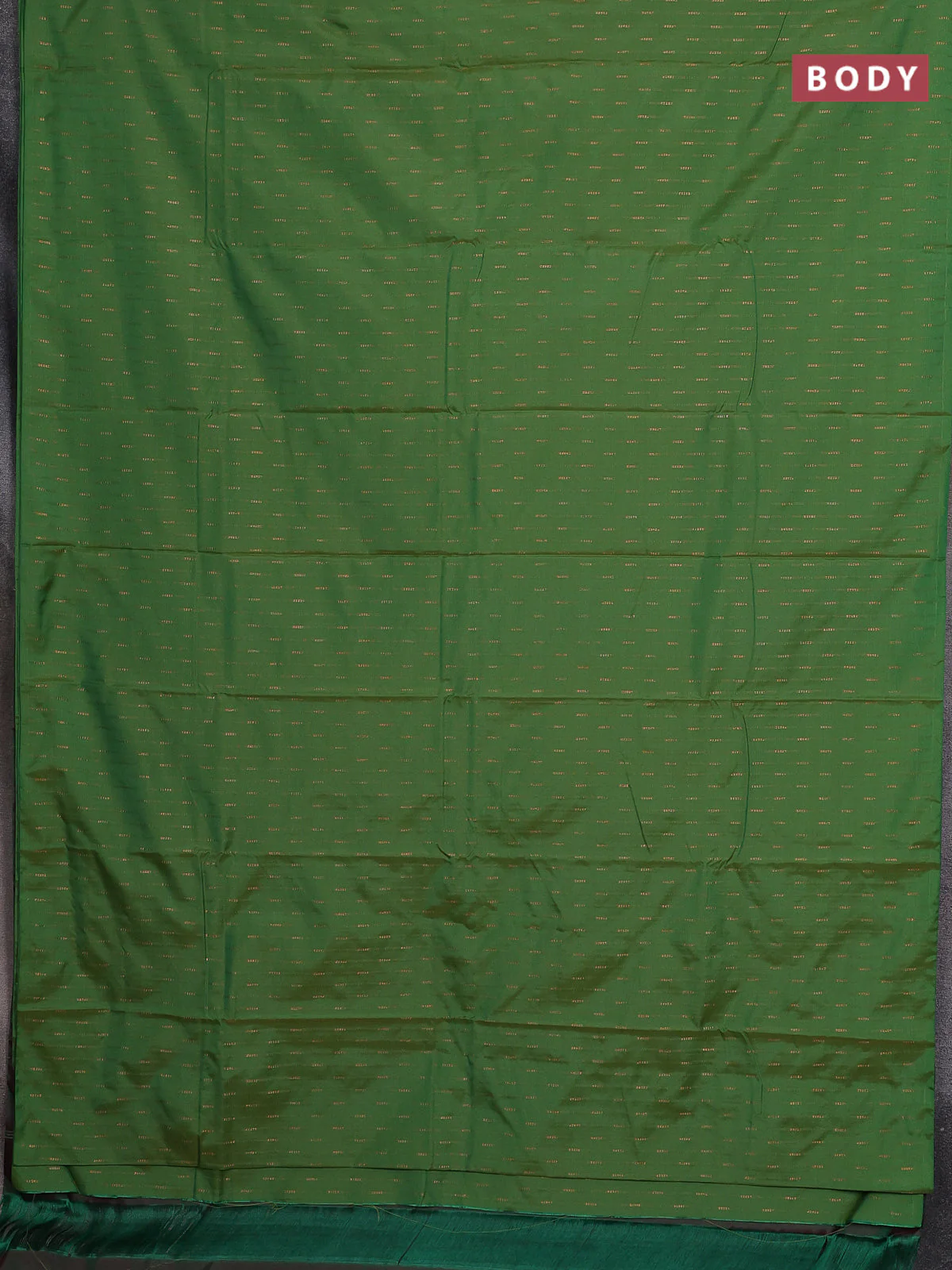 Arani semi silk saree green with zari woven buttas in borderless style - Image 2