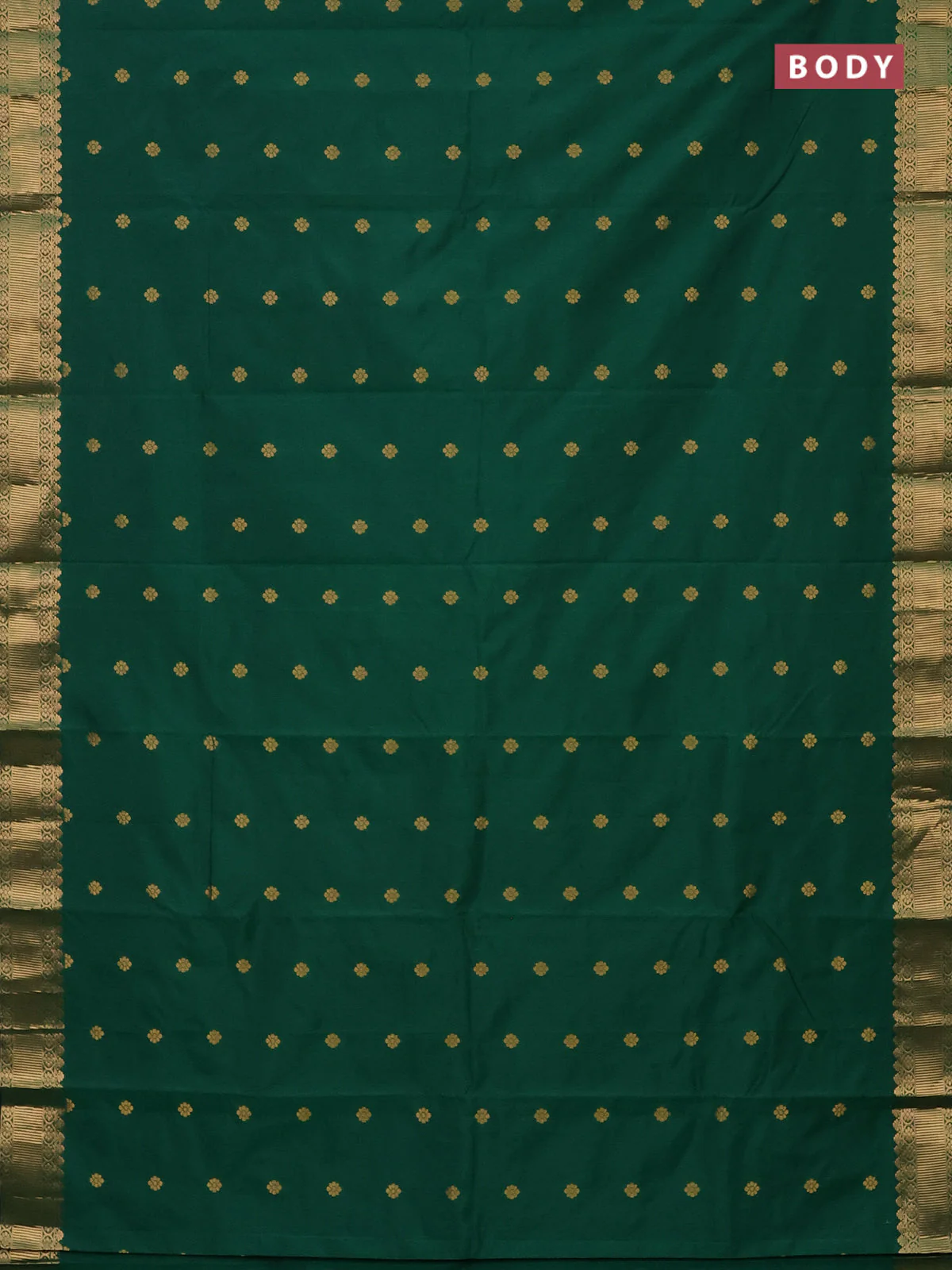 Arani semi silk saree green with zari woven floral buttas and zari woven border - Image 2