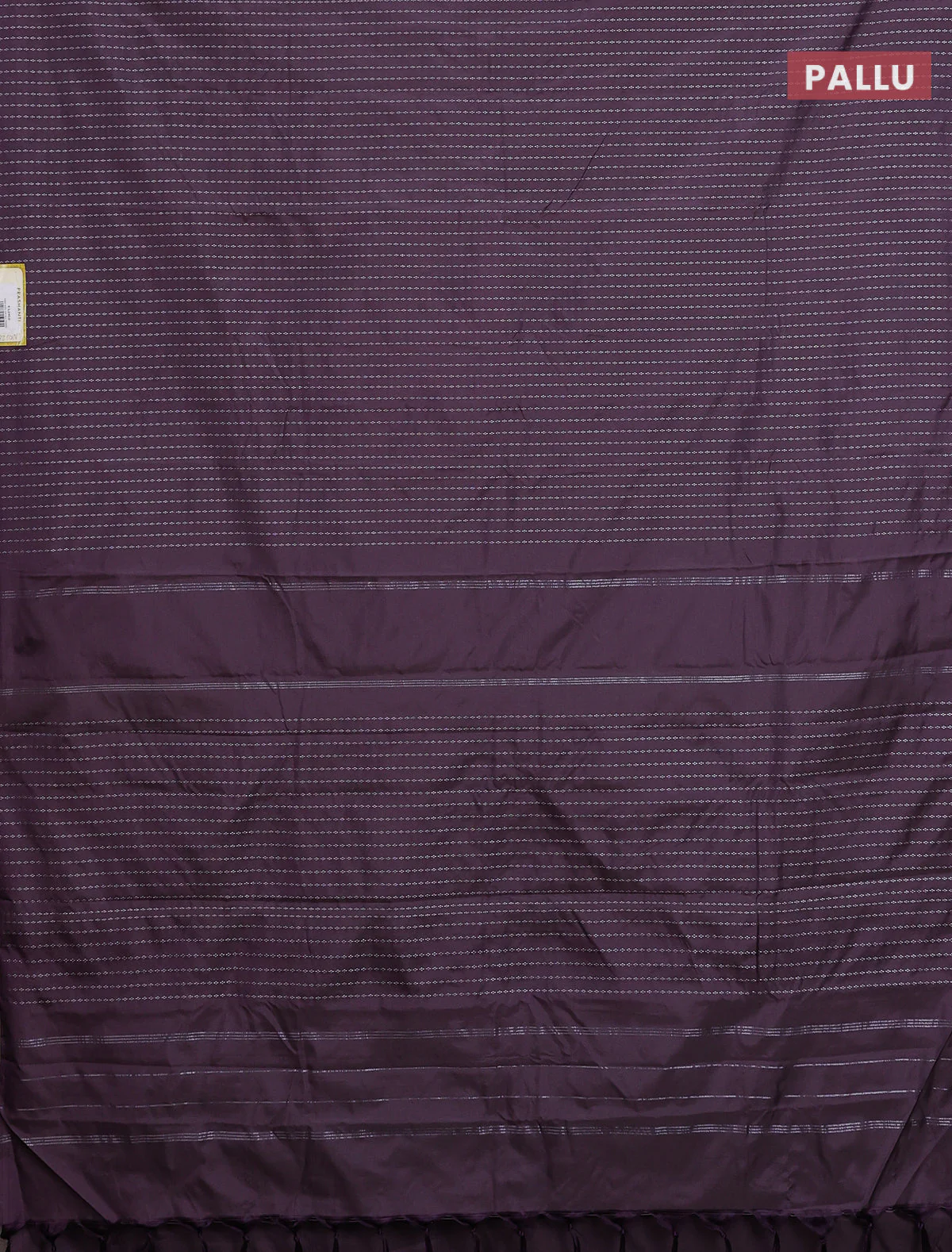 Arani semi silk saree jamun shade with allover silver zari weaves in borderless style - Image 3