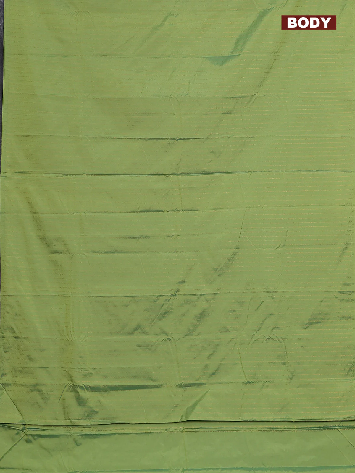 Arani semi silk saree light green with allover copper zari weaves in borderless style - Image 2