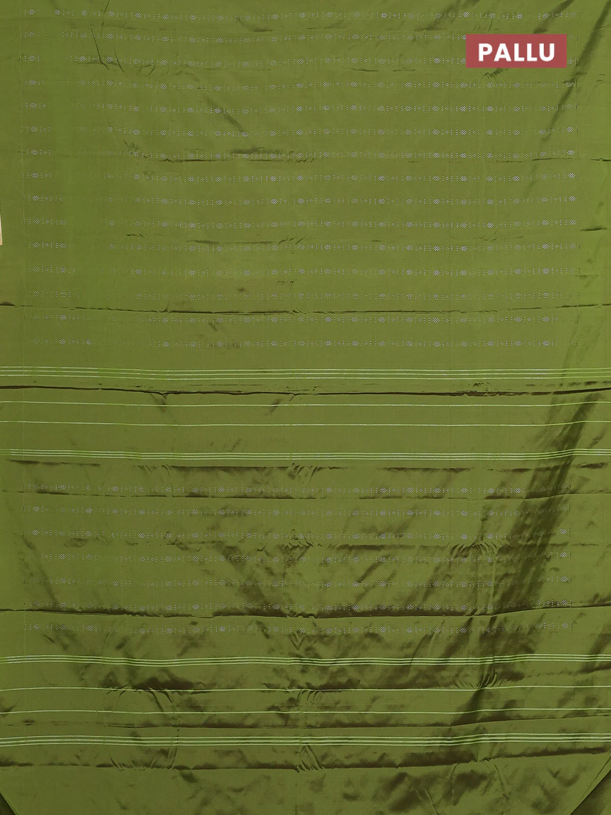 Arani semi silk saree light green with allover silver zari weaves in borderless style - Image 3