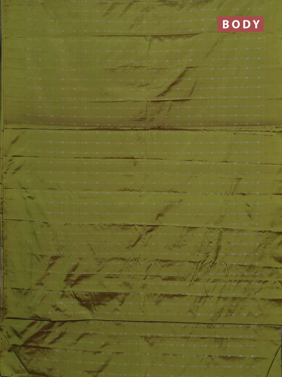 Arani semi silk saree light green with allover silver zari weaves in borderless style - Image 2