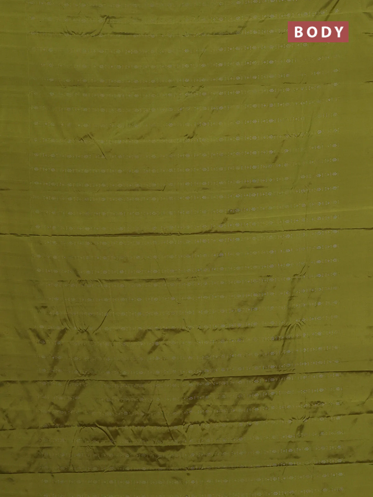 Arani semi silk saree lime green with allover silver zari weaves in borderless style - Image 2