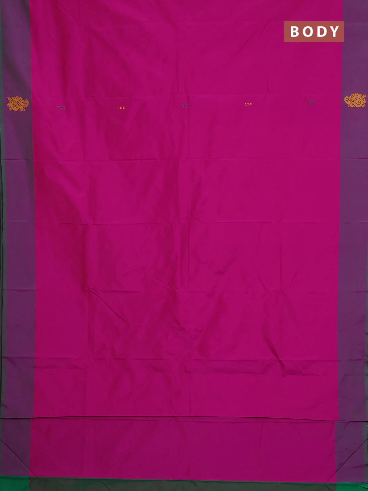 Arani semi silk saree magenta pink and dual shade of green with thread woven buttas and thread woven butta border - Image 2