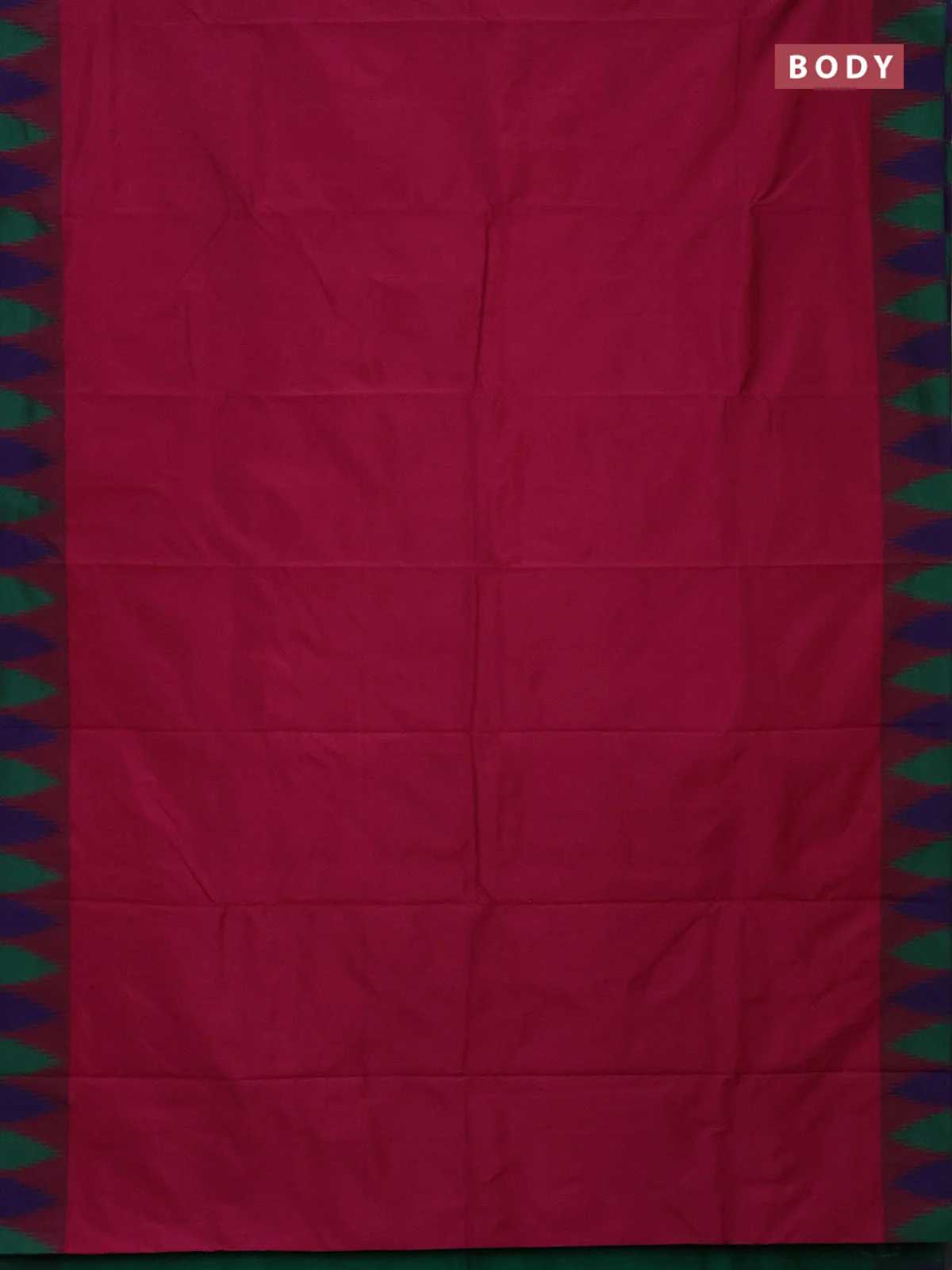 Arani semi silk saree magenta pink and green violet with plain body and temple design border - Image 2