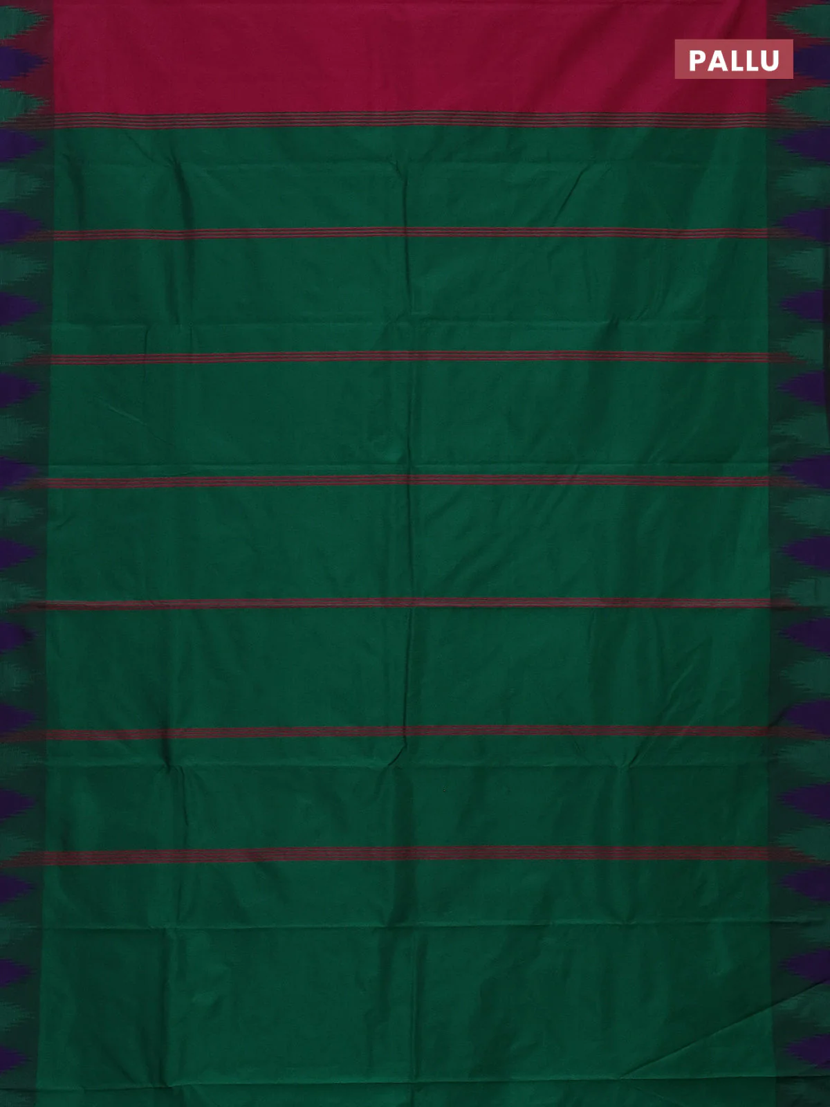 Arani semi silk saree magenta pink and green violet with plain body and temple design border - Image 3
