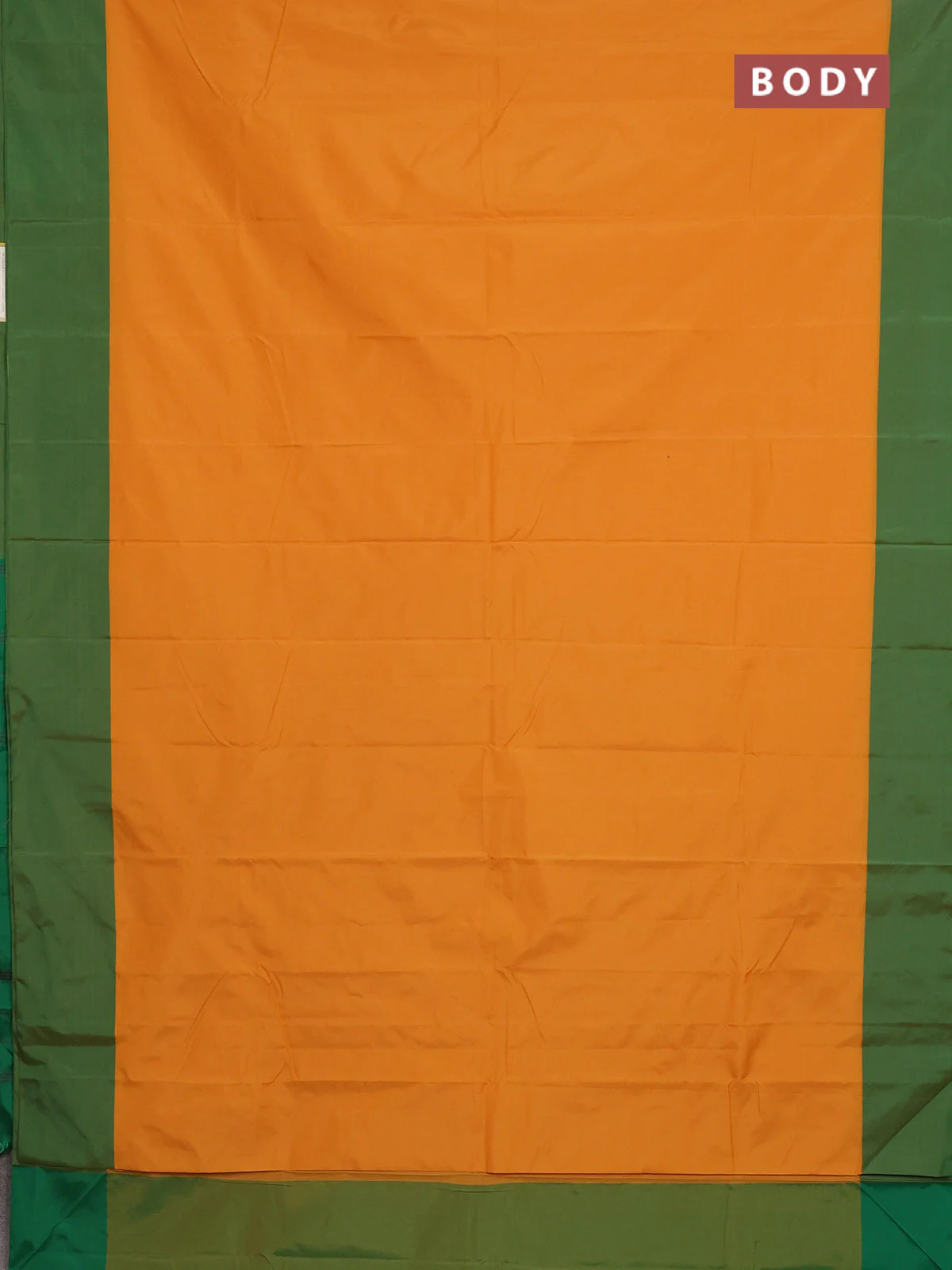 Arani semi silk saree mango yellow and dual shade of green with copper zari woven buttas and copper zari woven butta border - Image 2