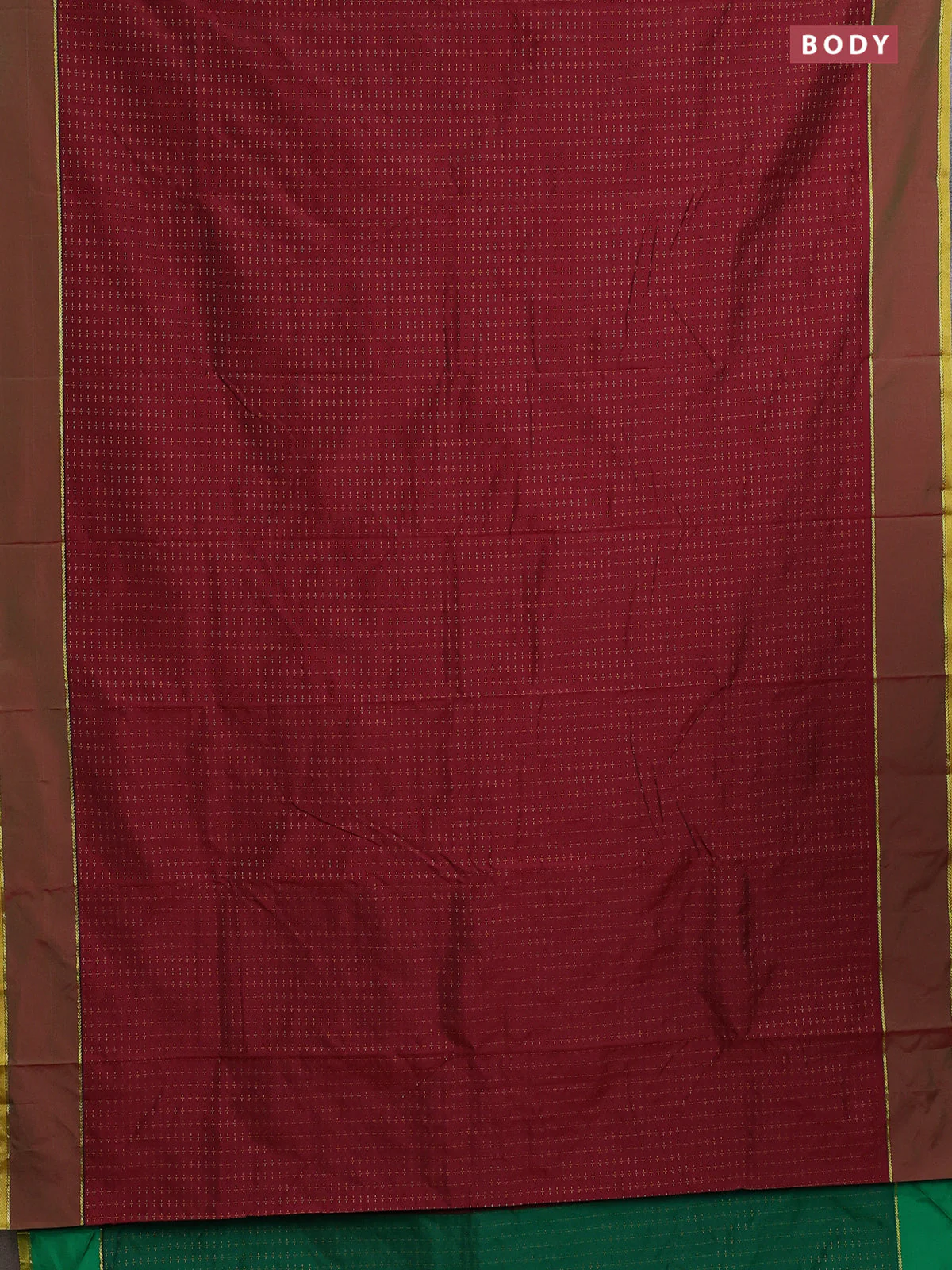 Arani semi silk saree maroon and dark green with allover thread weaves and rettapet zari woven border` - Image 2