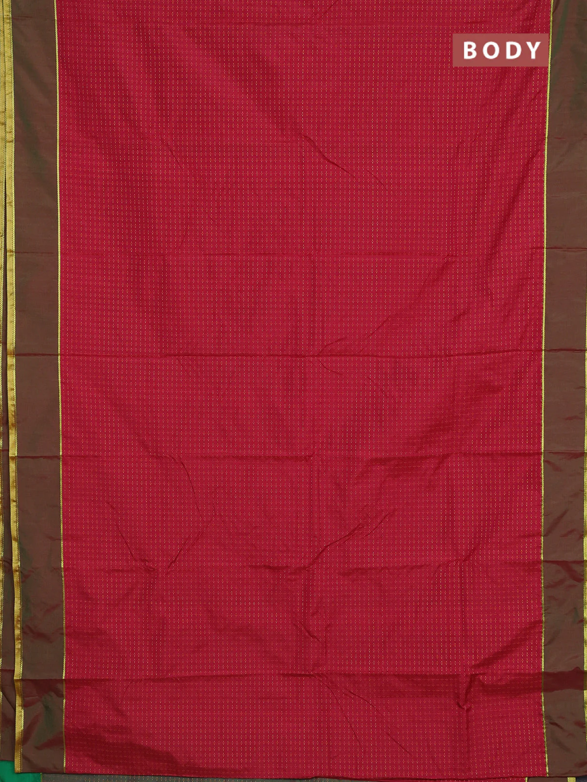 Arani semi silk saree maroon and dual shade of pinkish green with allover thread weaves and rettapet zari woven border` - Image 2
