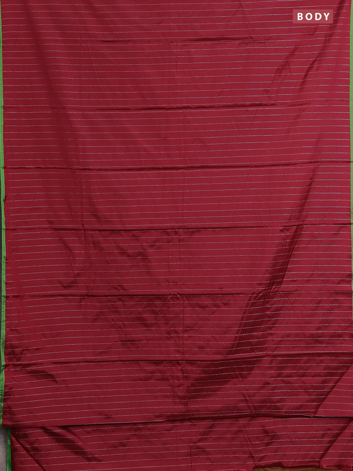 Arani semi silk saree maroon and light green with allover silver zari weaves and piping border - Image 2