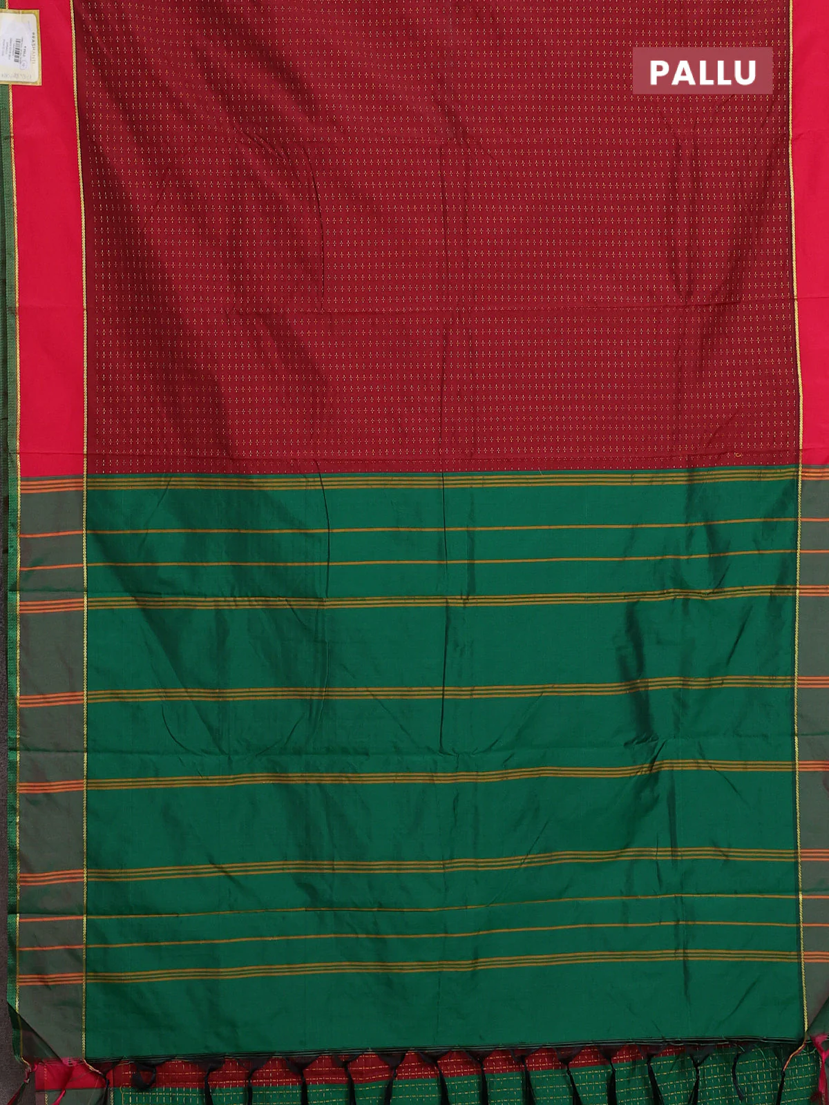 Arani semi silk saree maroon and pink with allover thread weaves and rettapet zari woven border` - Image 3